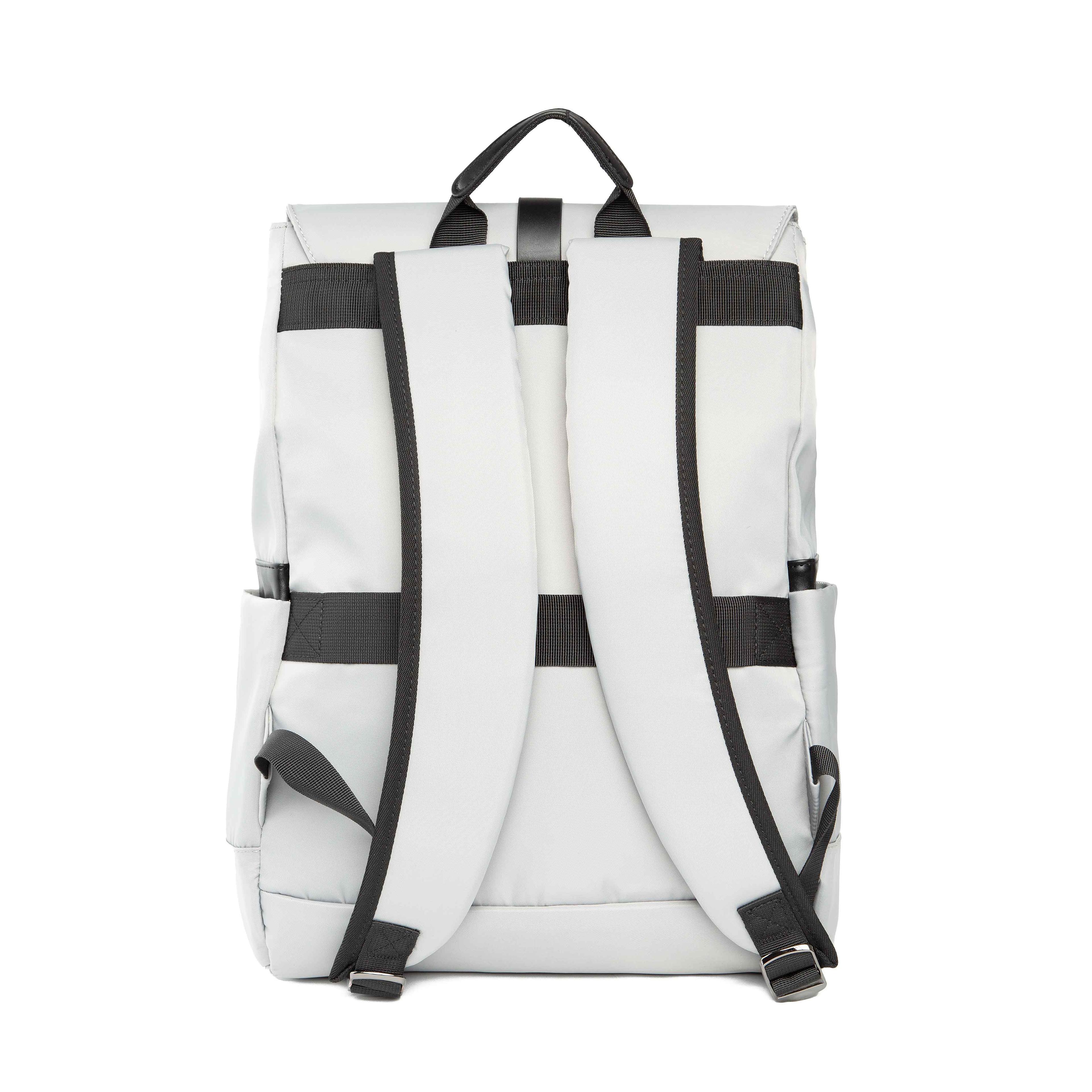 Light Grey Minimalist Flap Top Unisex Casual Backpack