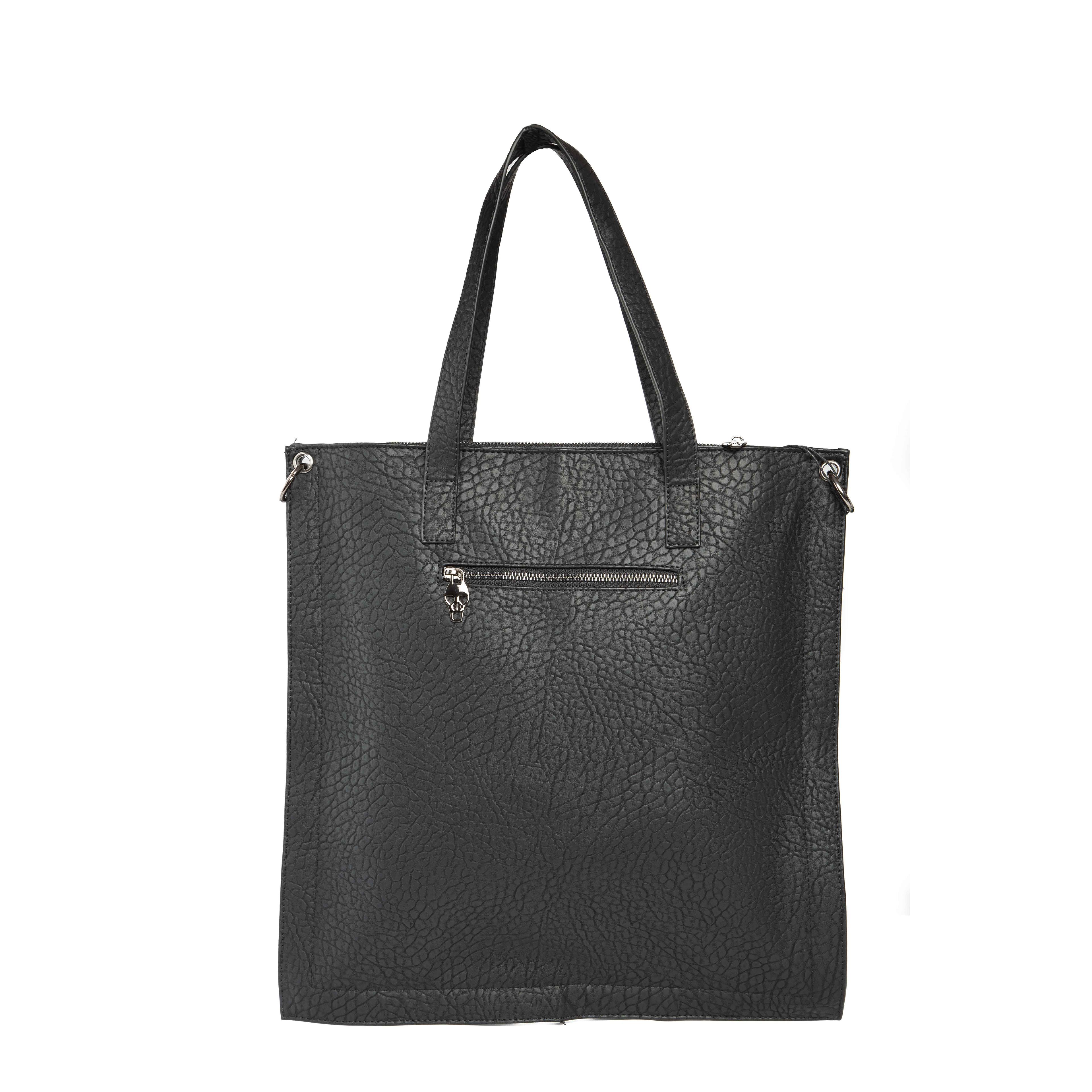 Studded Skull Crossbones Black Tote Bag - Edgy Style
