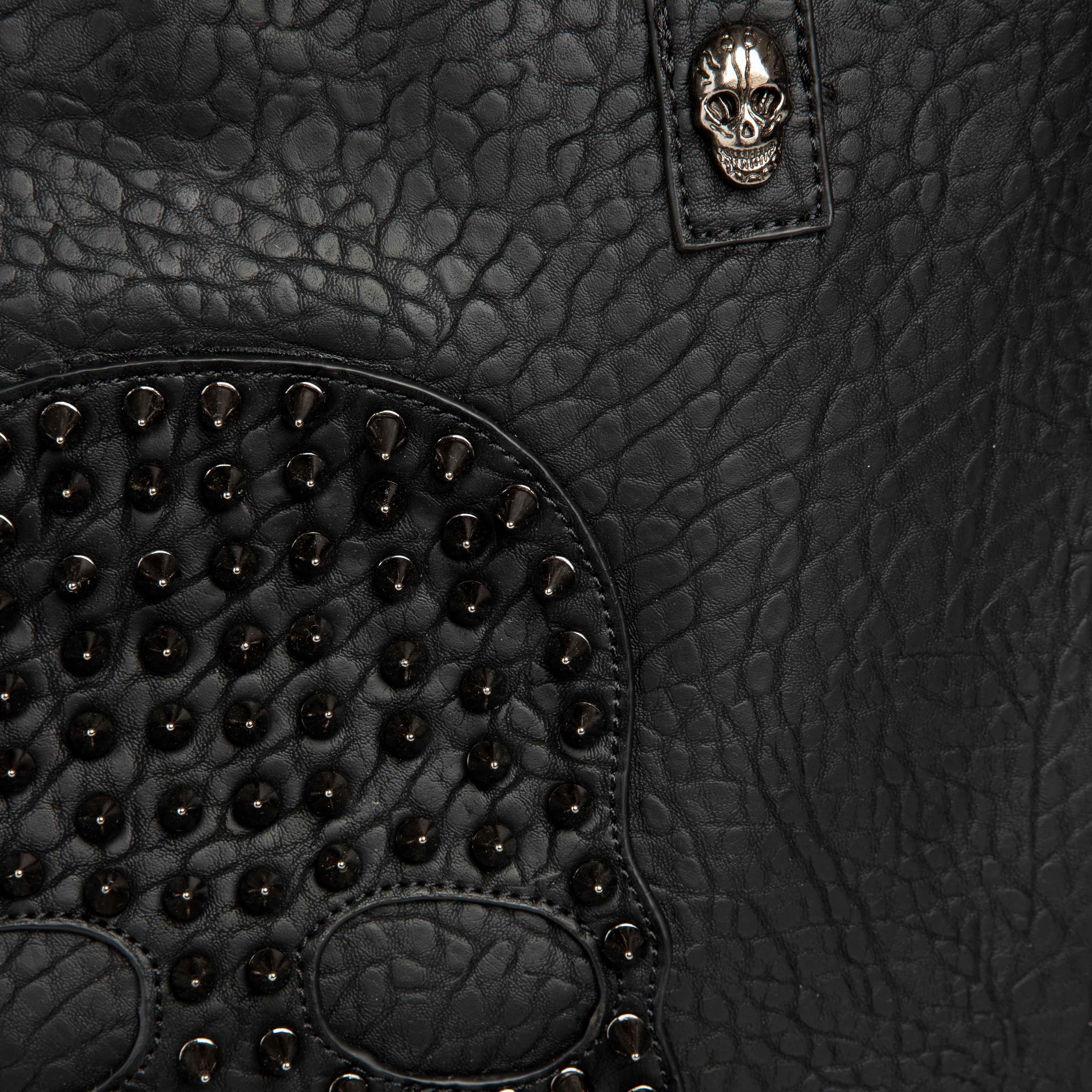 Studded Skull Crossbones Black Tote Bag - Edgy Style