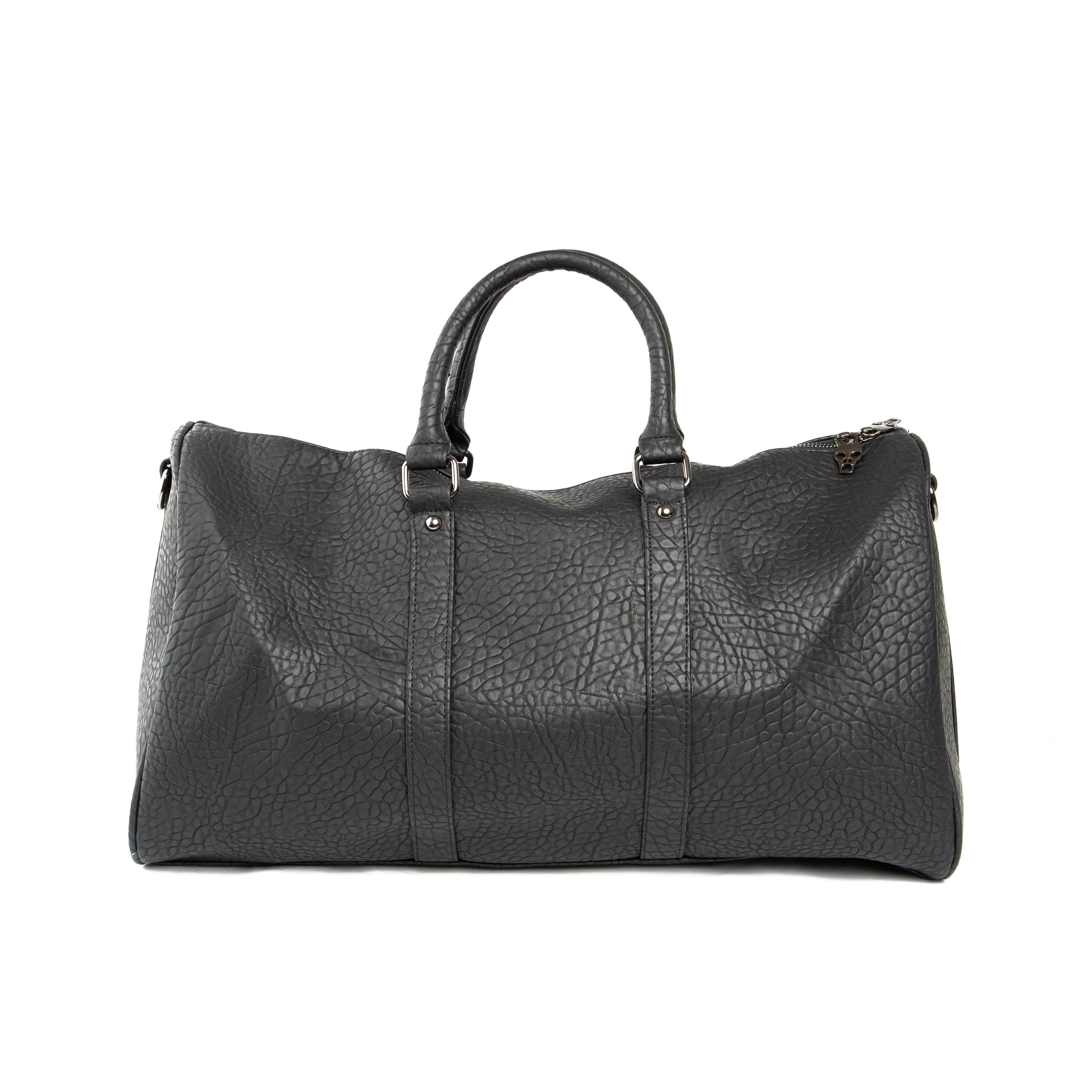 3D Skull Faux Leather Duffel Bag - Black Travel Unisex