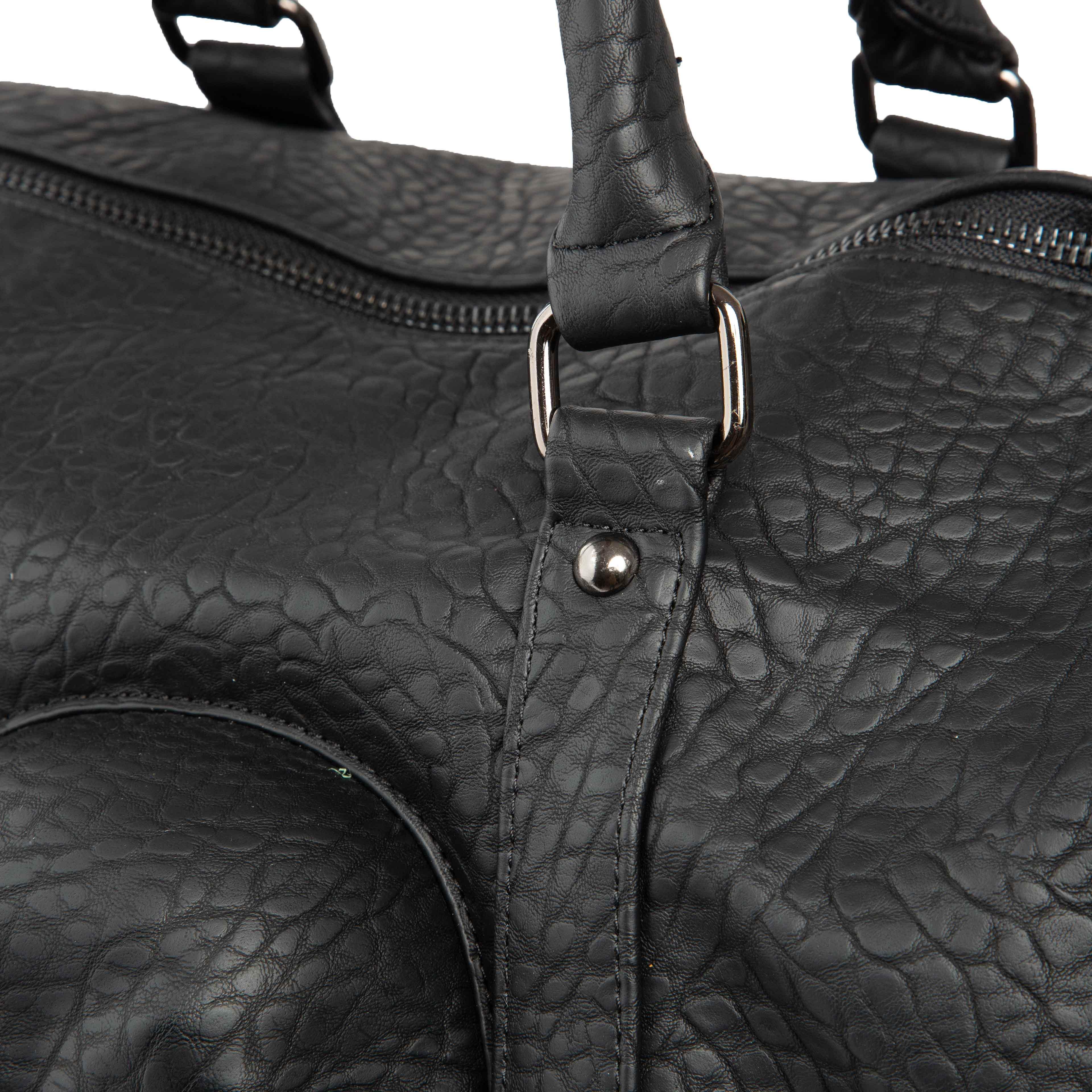 D Skull Faux Leather Duffel Bag - Black Travel Unisex