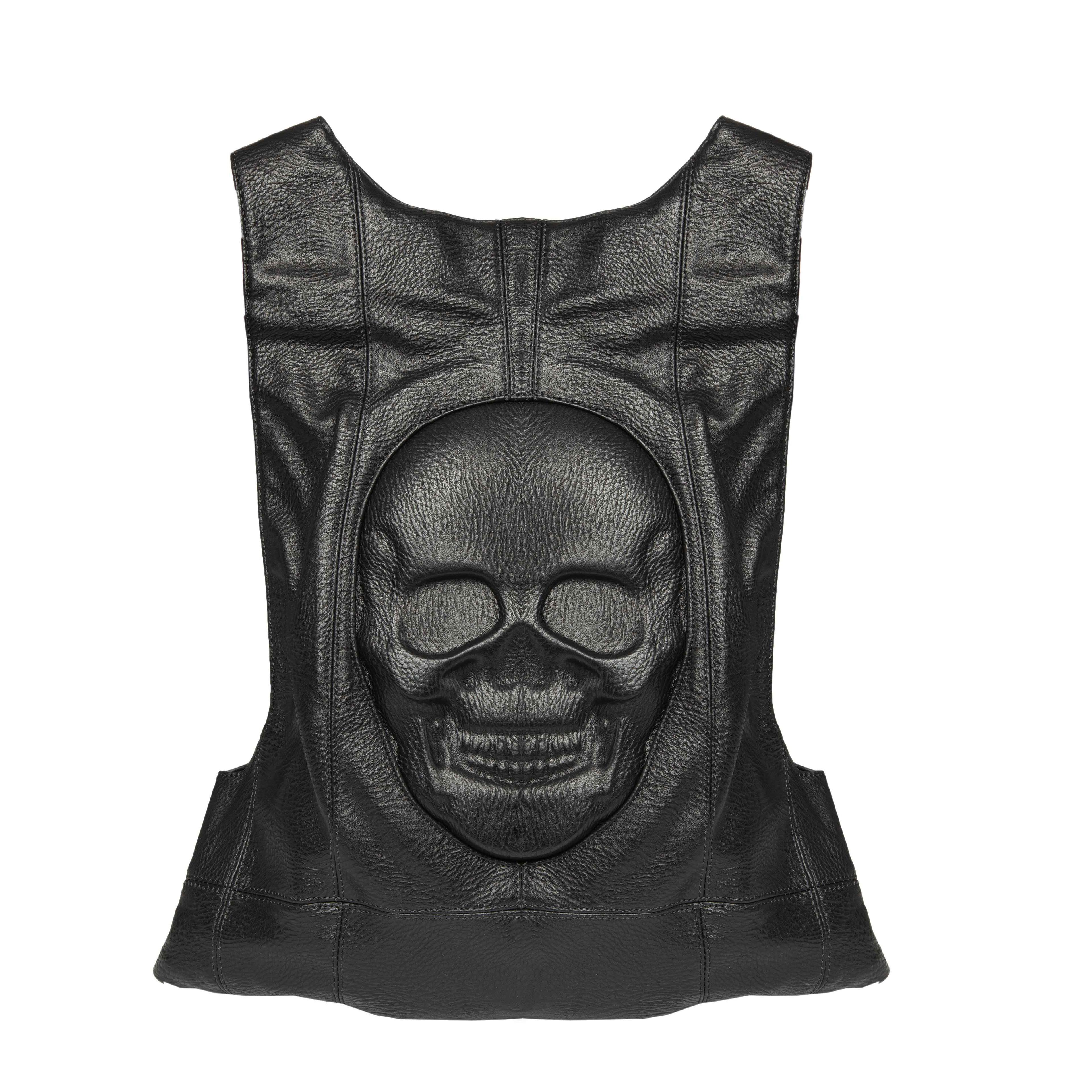 3D Skull Faux Leather Chest Vest - Black Unisex