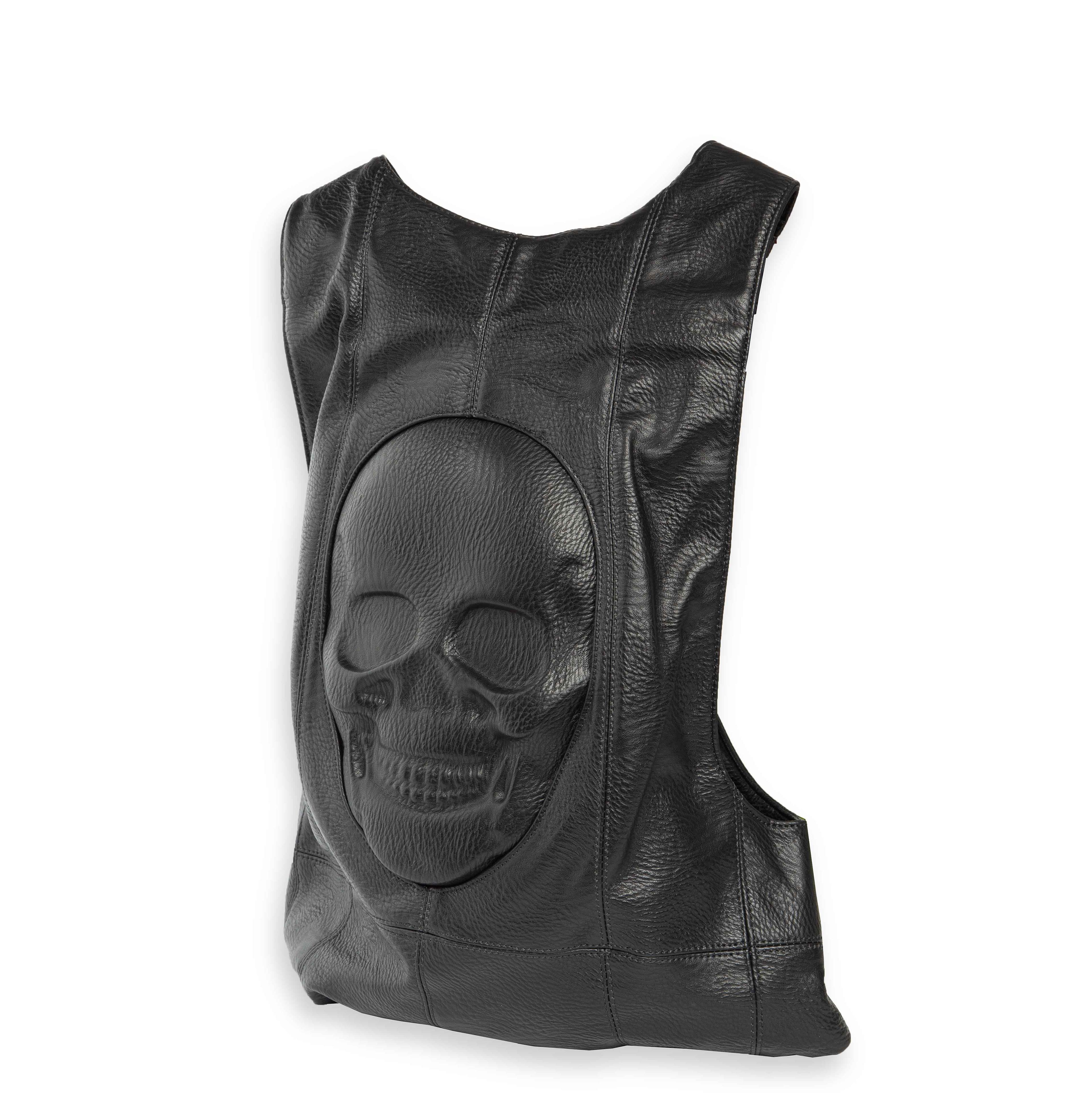 3D Skull Faux Leather Chest Vest - Black Unisex