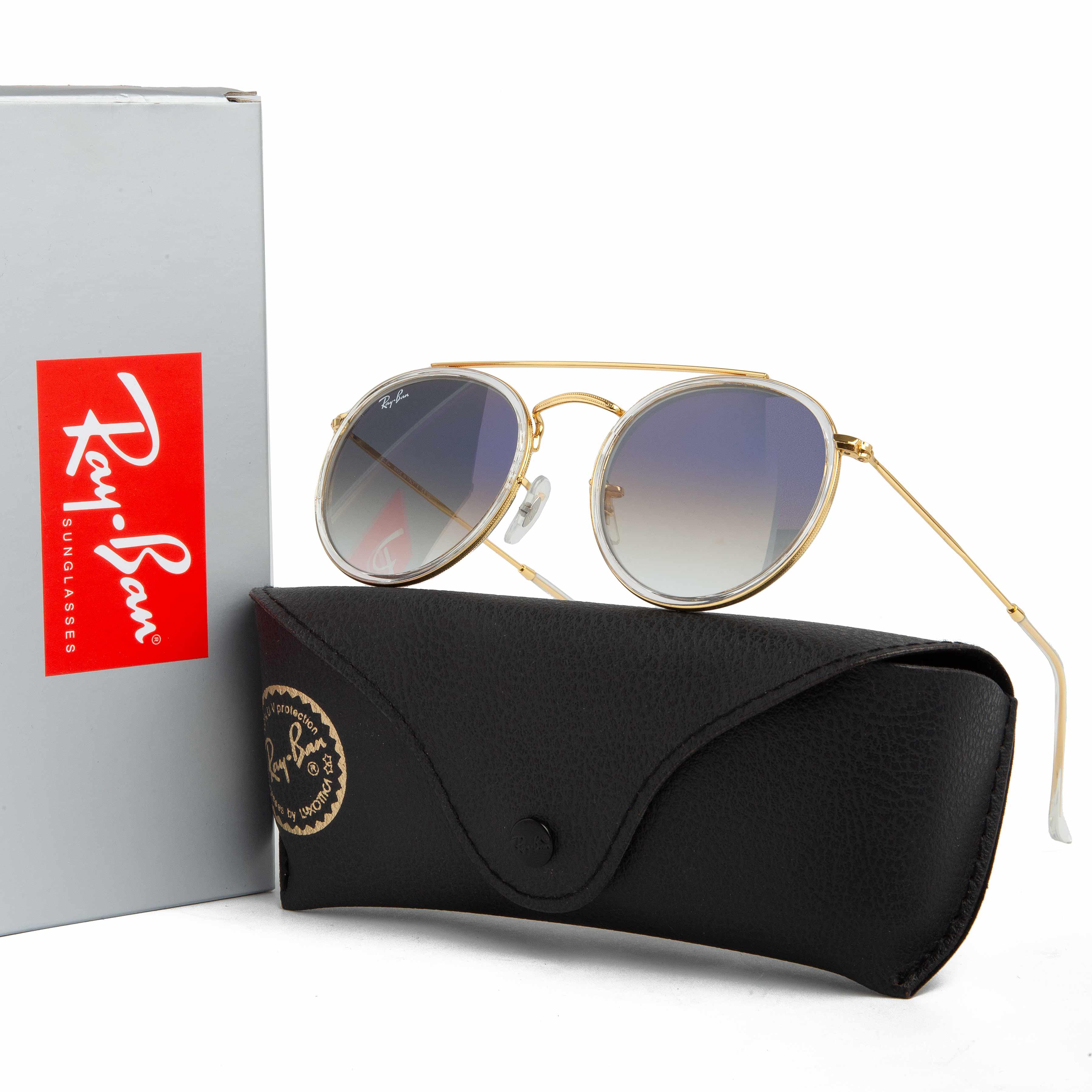 Ray-Ban Round Double Bridge Sunglasses - White & Blue