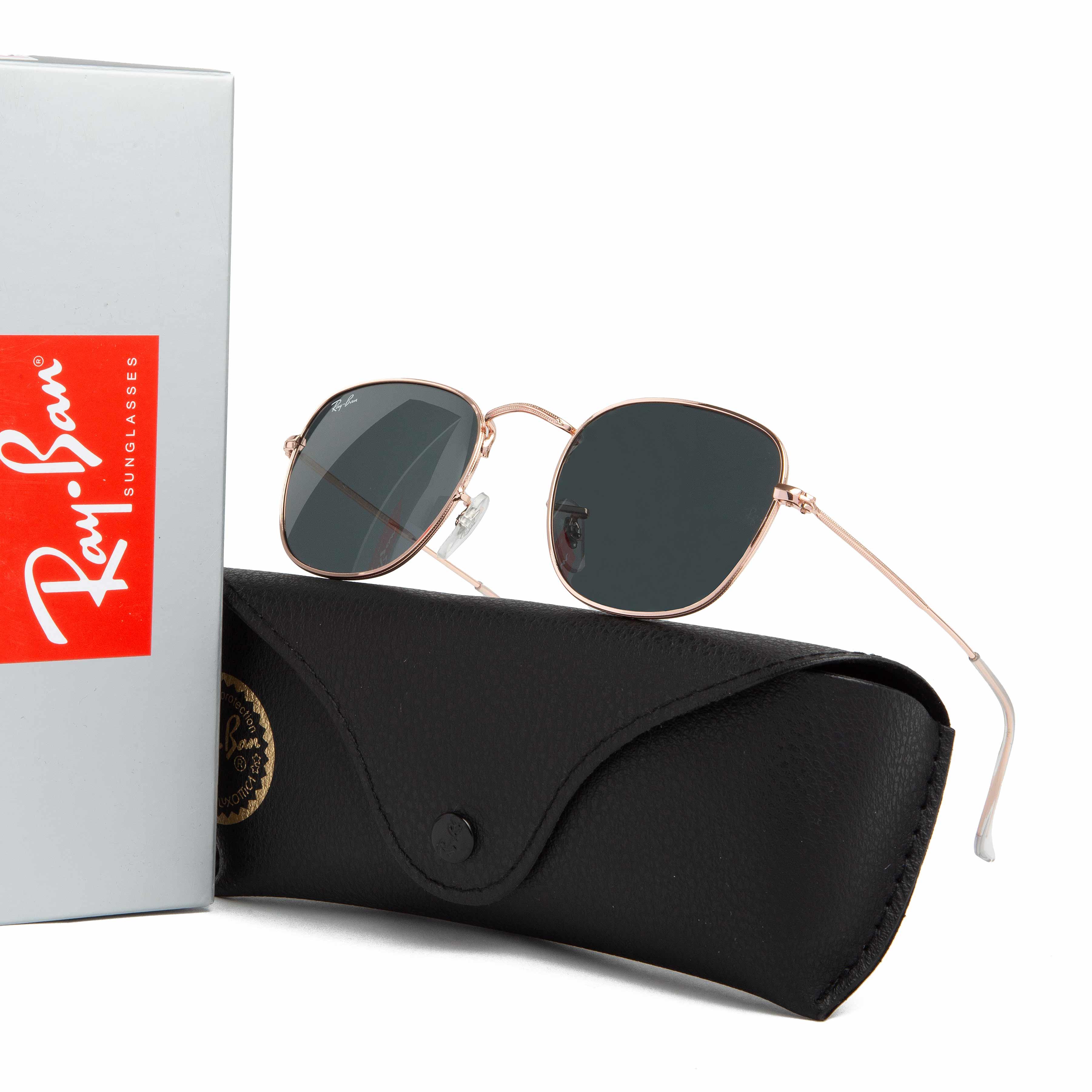 Ray-Ban Round-Square Sunglasses - Rose Gold & Dark Lenses