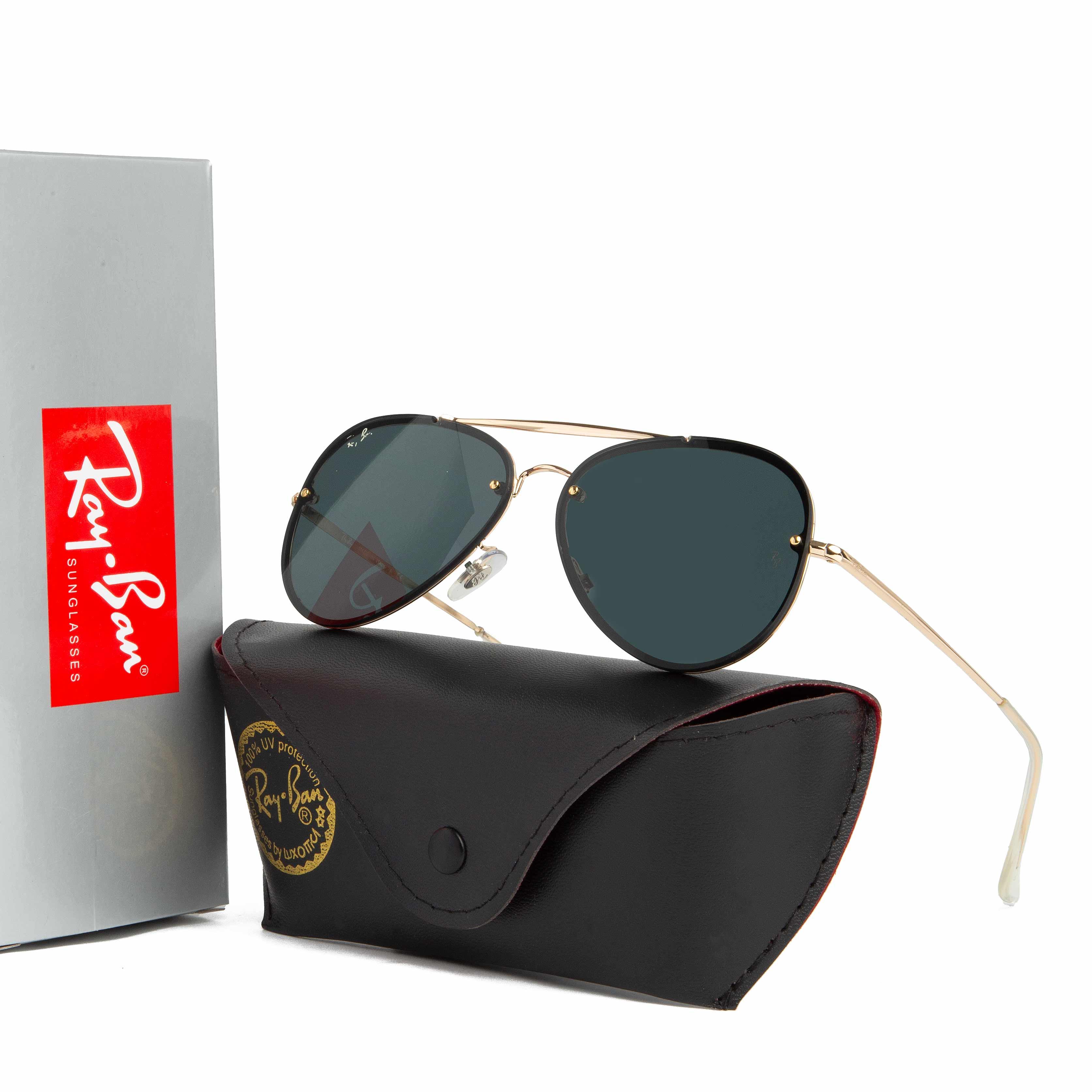 Ray-Ban Rimless Aviator Sunglasses - Gold Frame & Dark Lenses