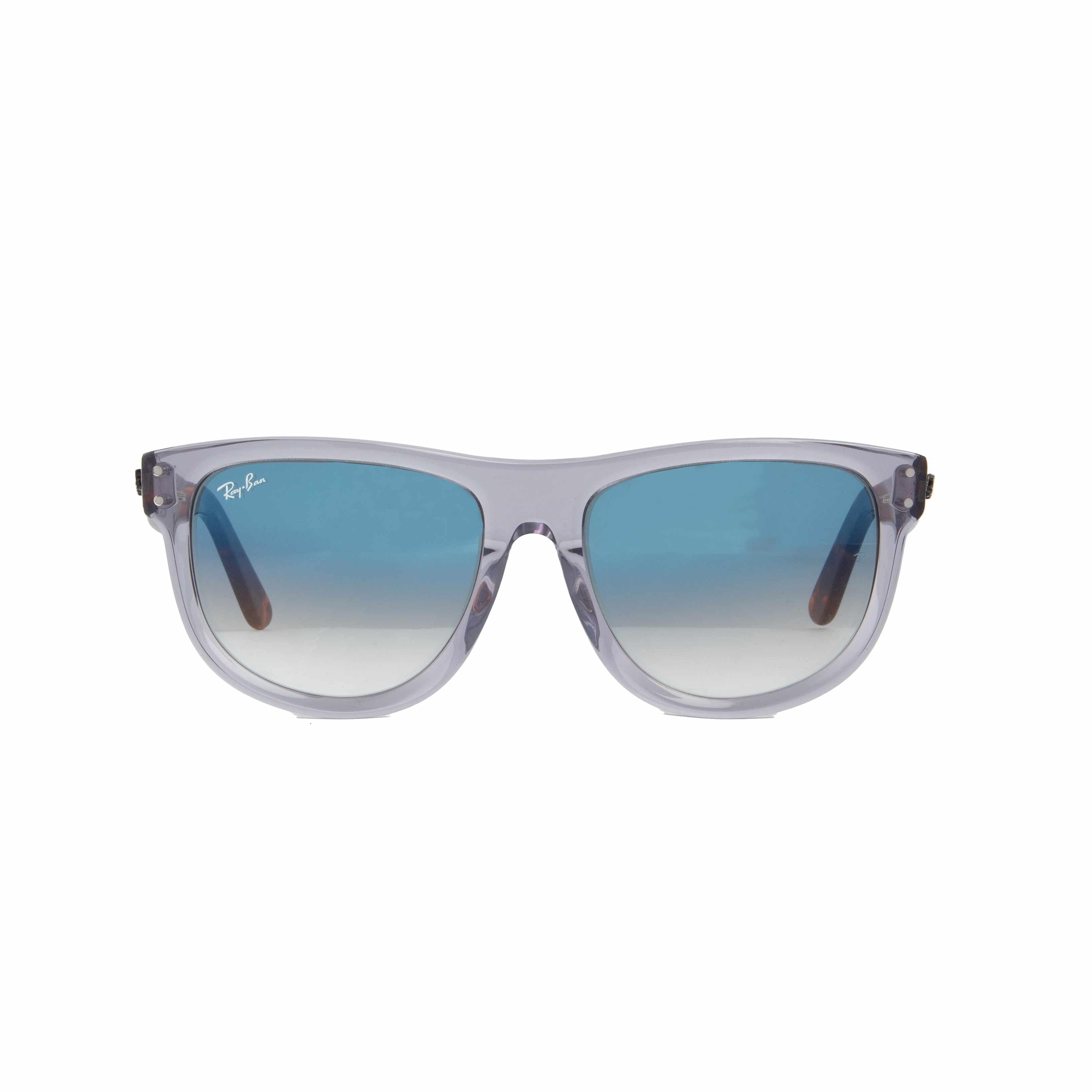 Ray-Ban Rectangular Blue Gradient Lens Sunglasses - Unisex Grey Frame"