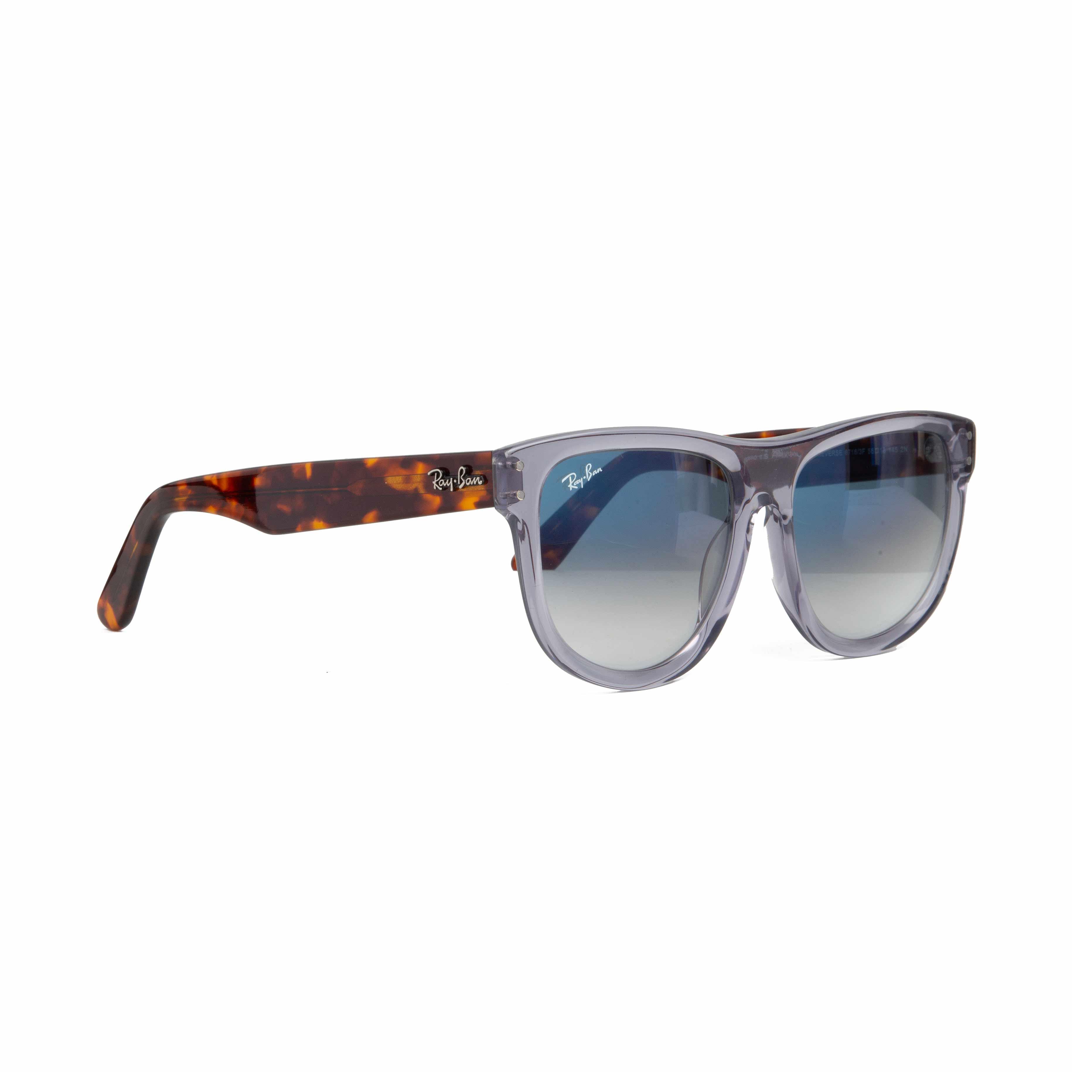 Ray-Ban Rectangular Blue Gradient Lens Sunglasses - Unisex Grey Frame"