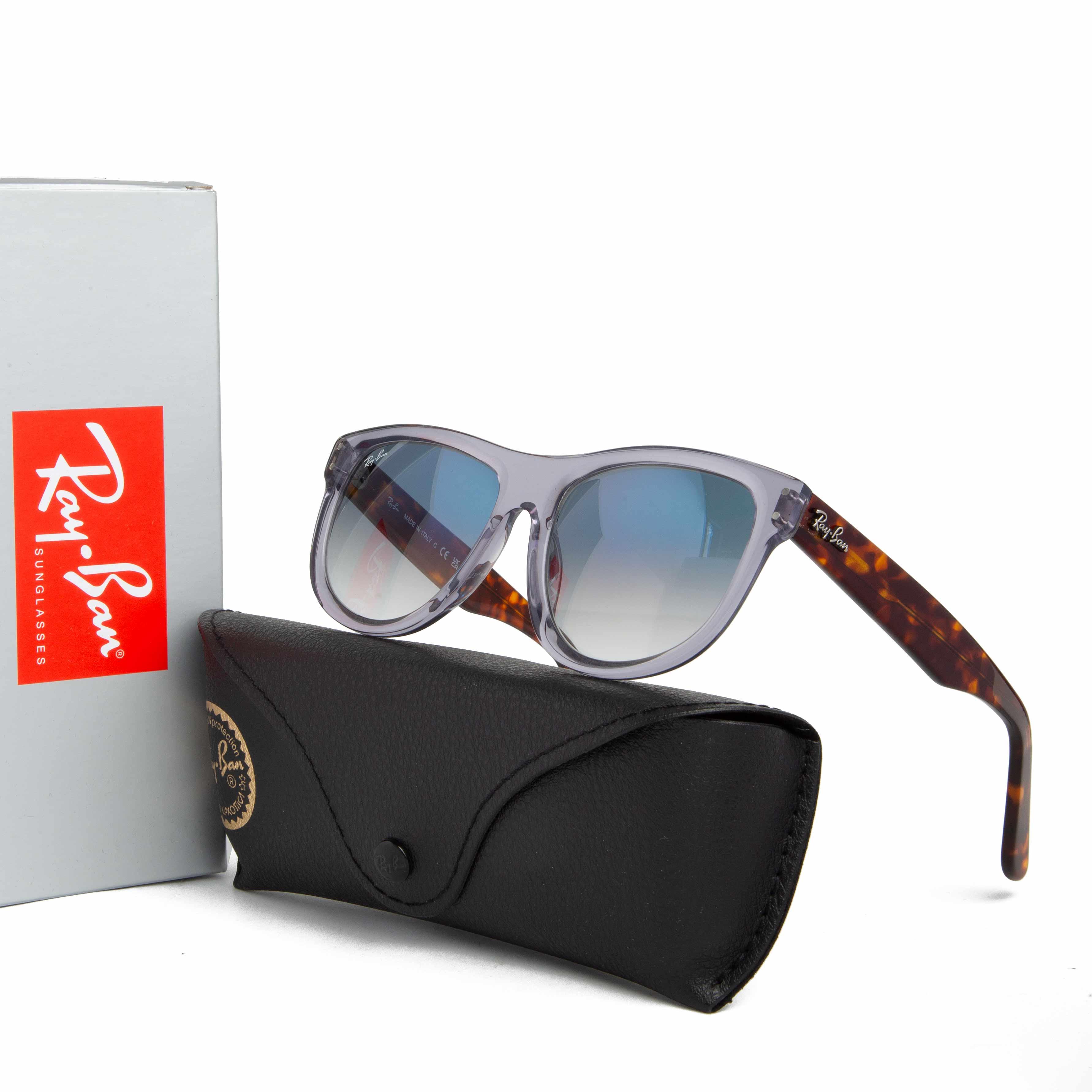 Ray-Ban Rectangular Blue Gradient Lens Sunglasses - Unisex Grey Frame"