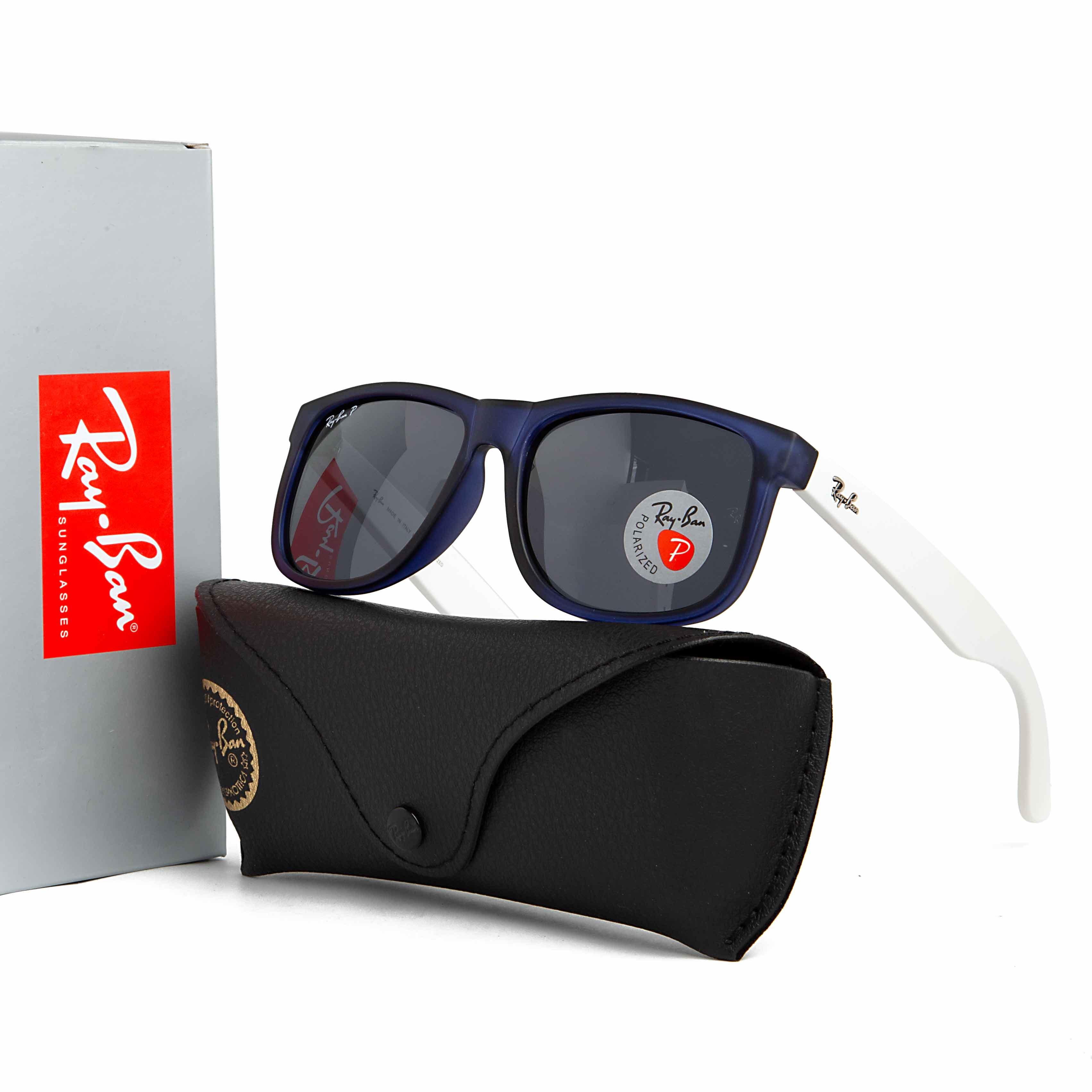 Ray-Ban Wayfarer-Style Matte Blue Polarized Sunglasses - Unisex"