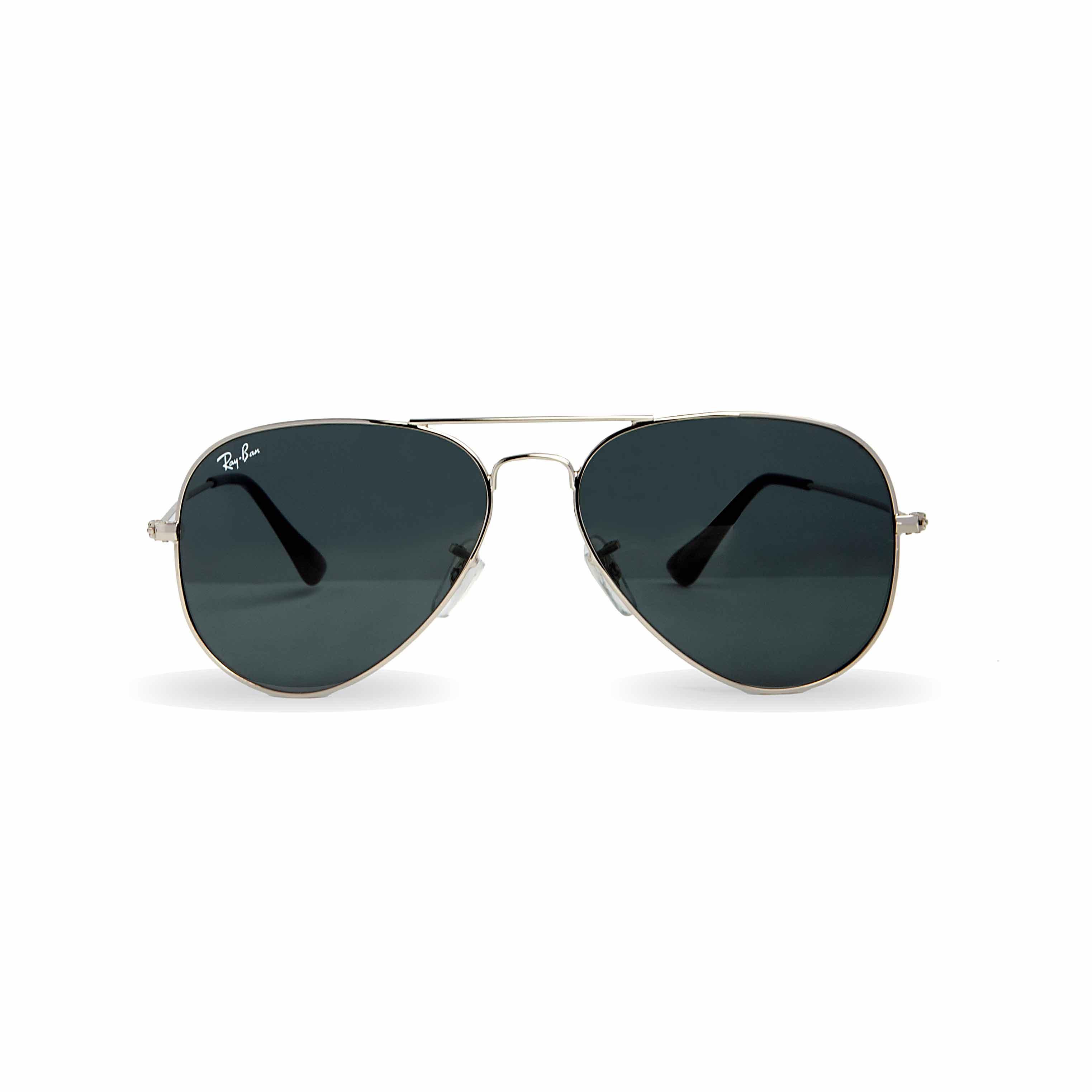 Classic Ray-Ban Aviator Sunglasses - Silver Frame with Dark Grey Lenses - Iconic Unisex Style