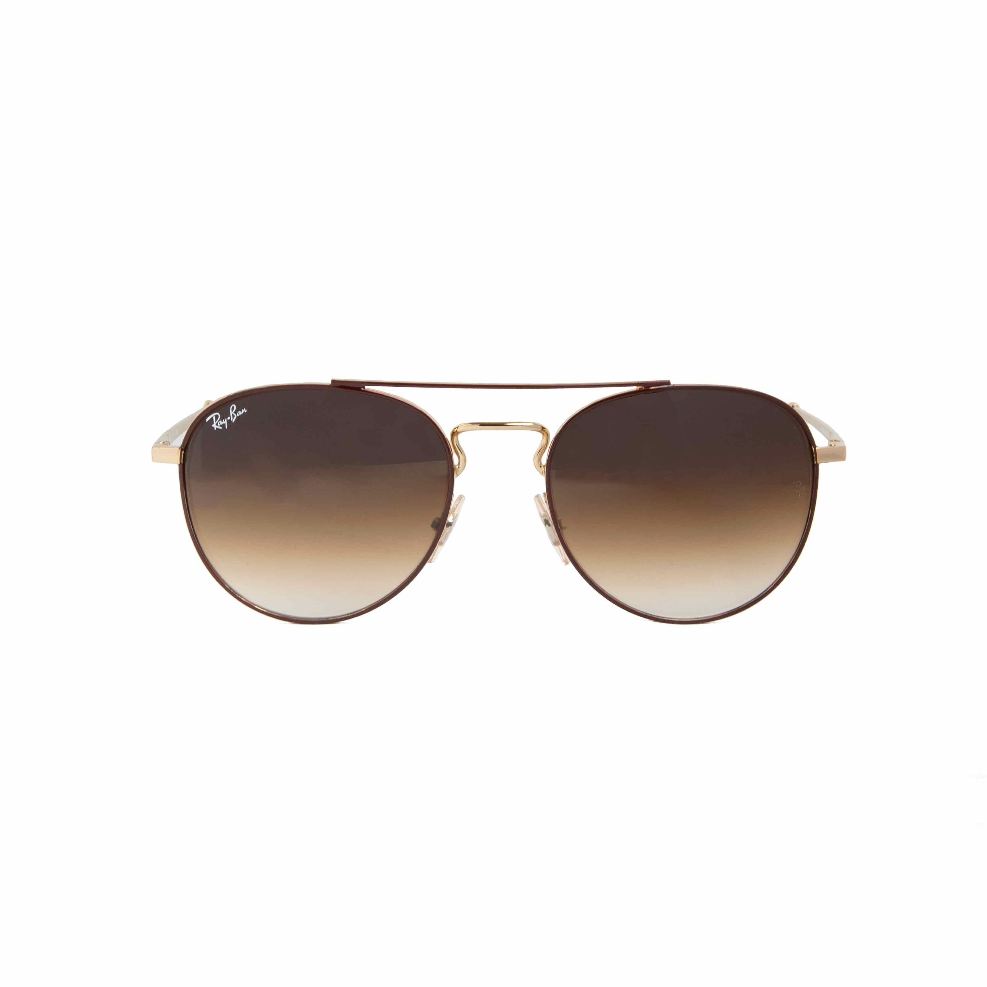 Ray-Ban Round Double Bridge Gold Brown Frame Brown Gradient Lens Sunglasses - Unisex"
