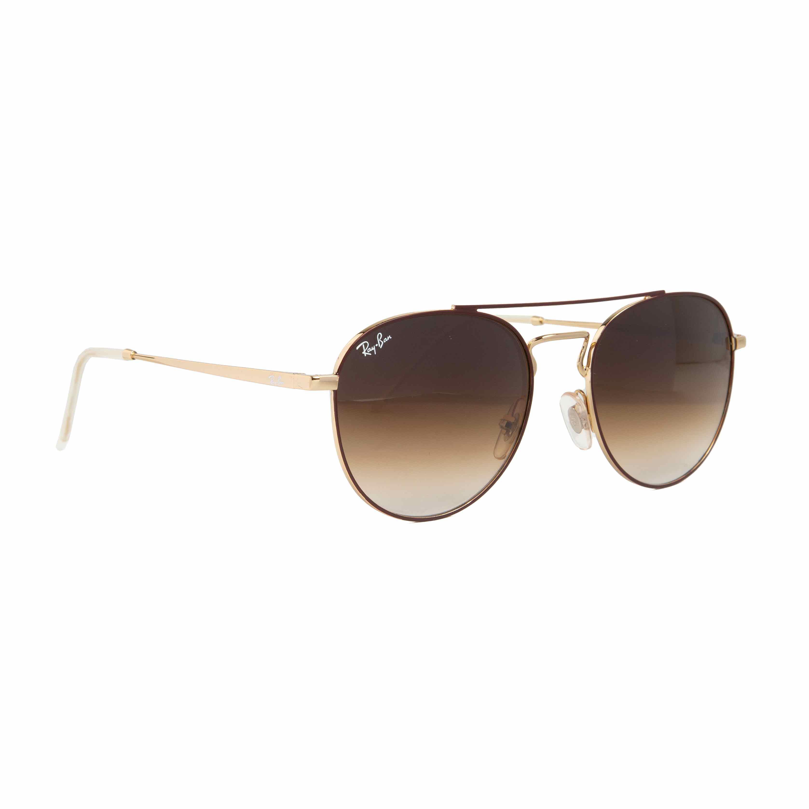 Ray-Ban Round Double Bridge Gold Brown Frame Brown Gradient Lens Sunglasses - Unisex