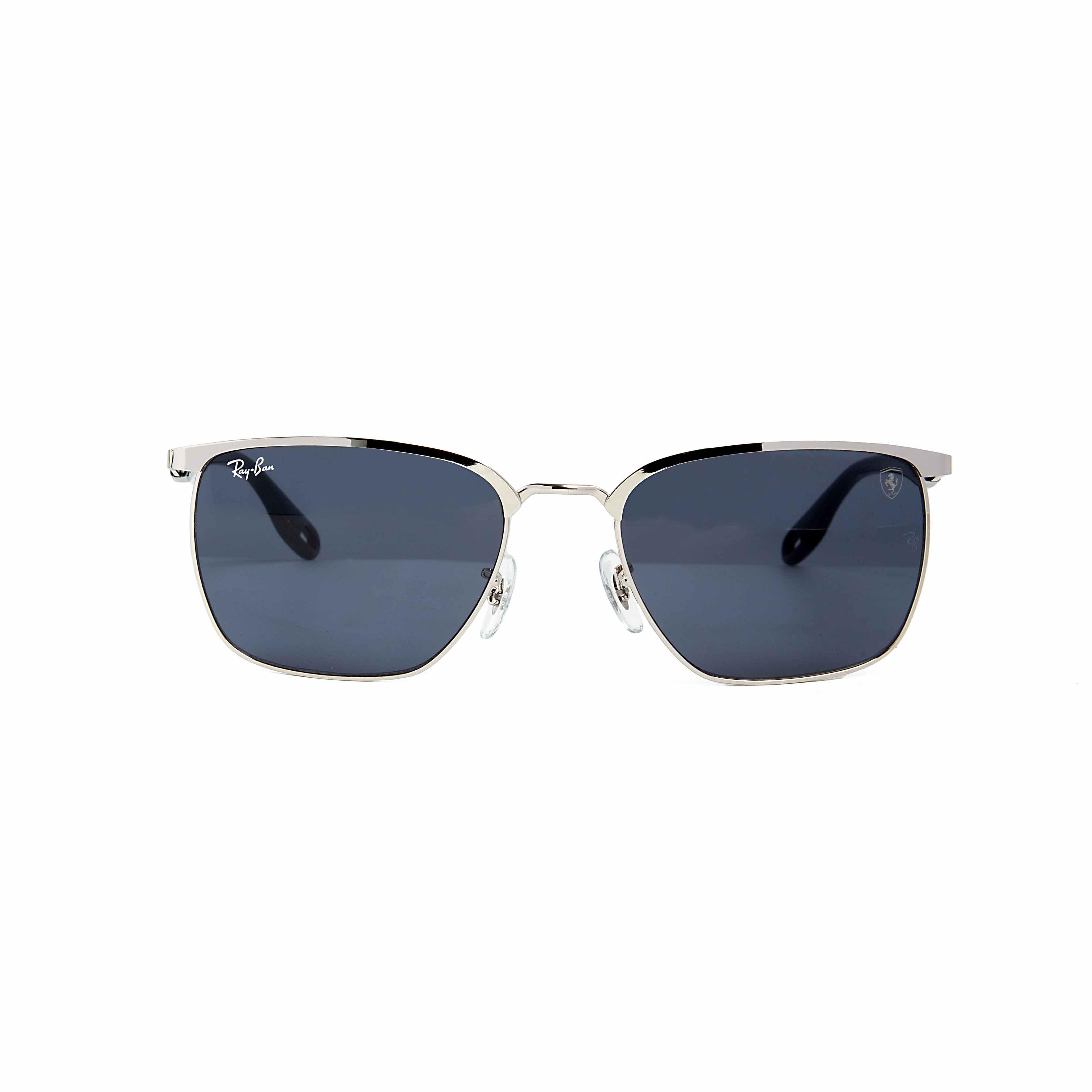 Ray-Ban Square Ferrari Collection Silver Frame Black Lens Sunglasses - Unisex"