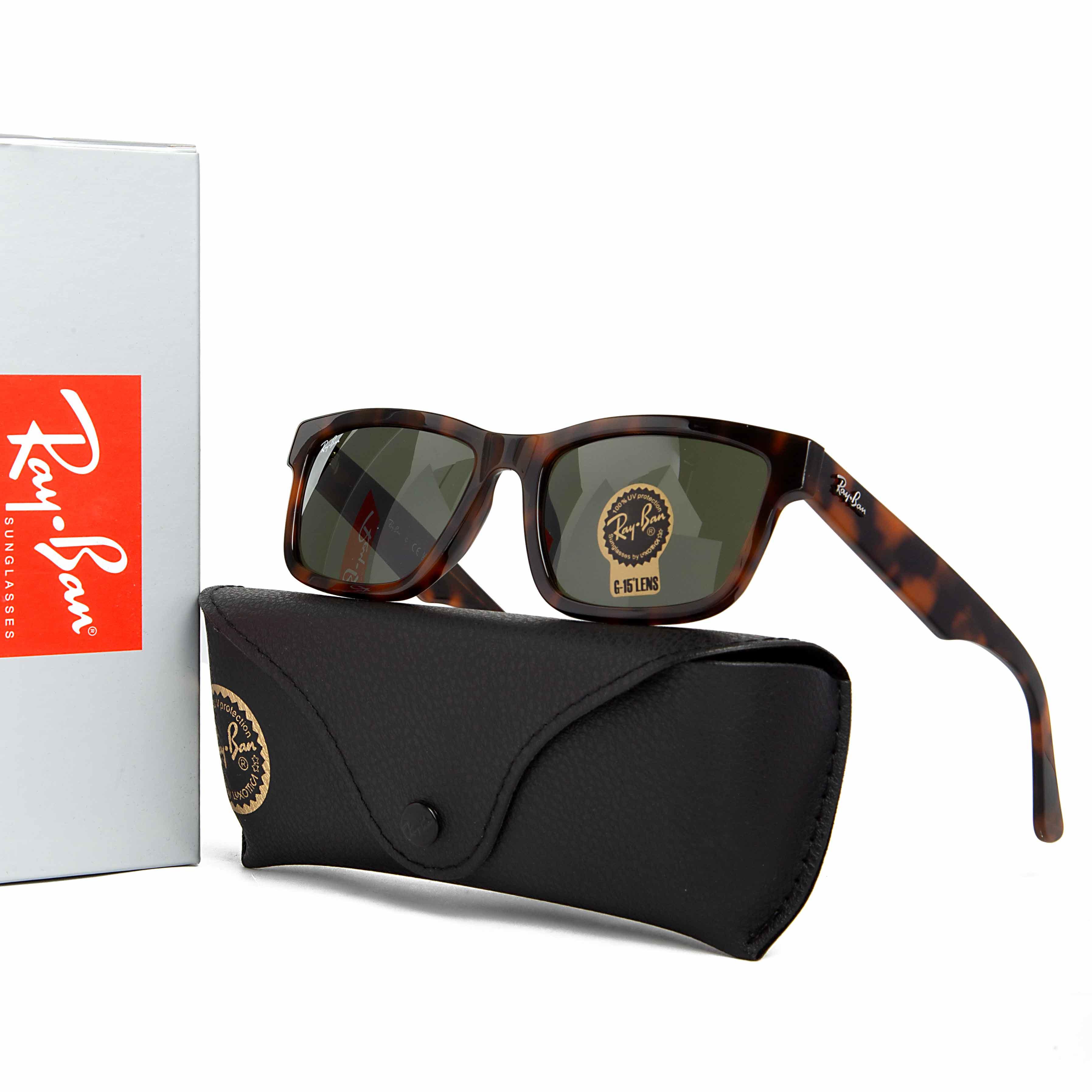 Ray-Ban Rectangular Havana Frame G-15 Green/Grey Lens Sunglasses - Unisex"