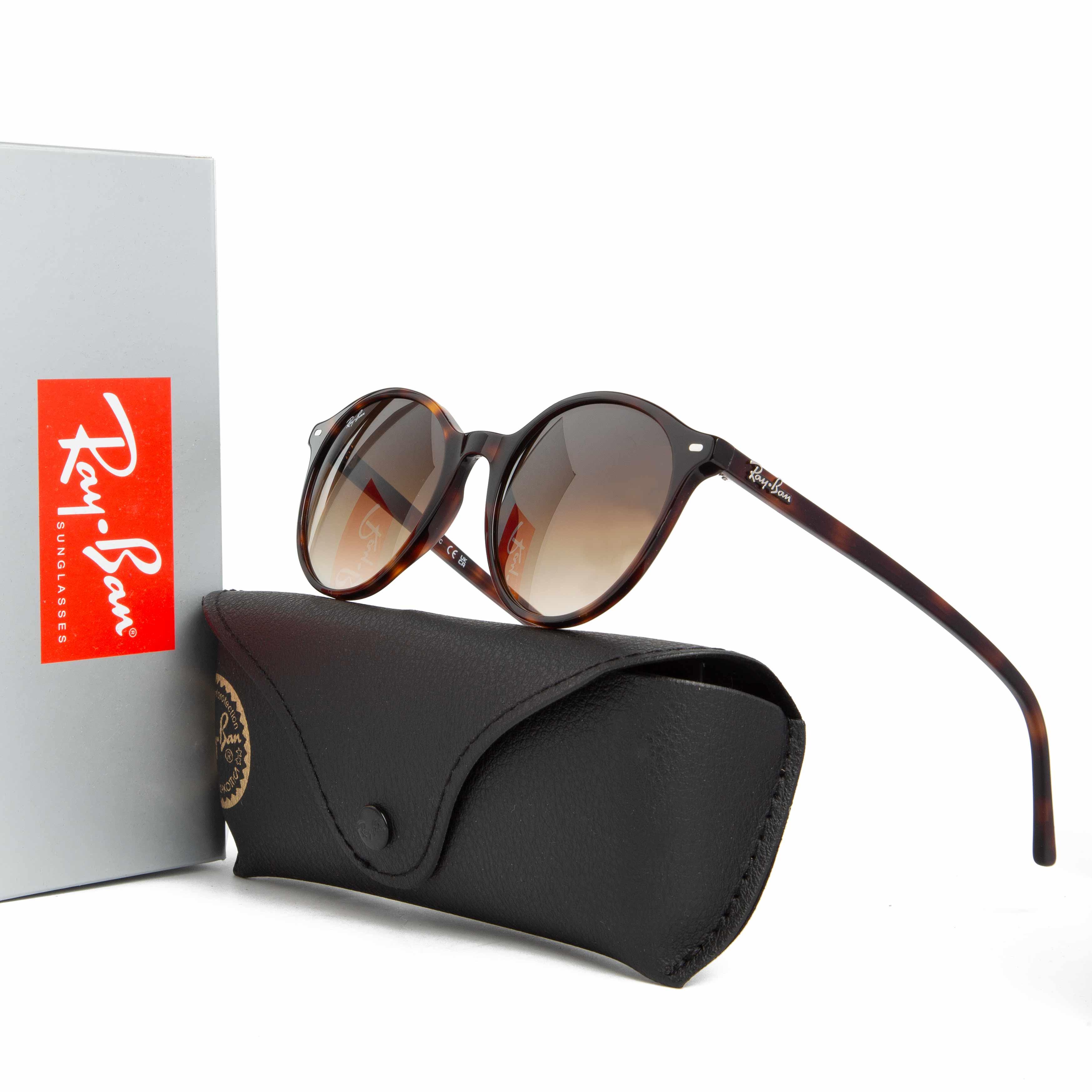 Ray-Ban Round Havana Frame Brown Gradient Lens Sunglasses - Unisex