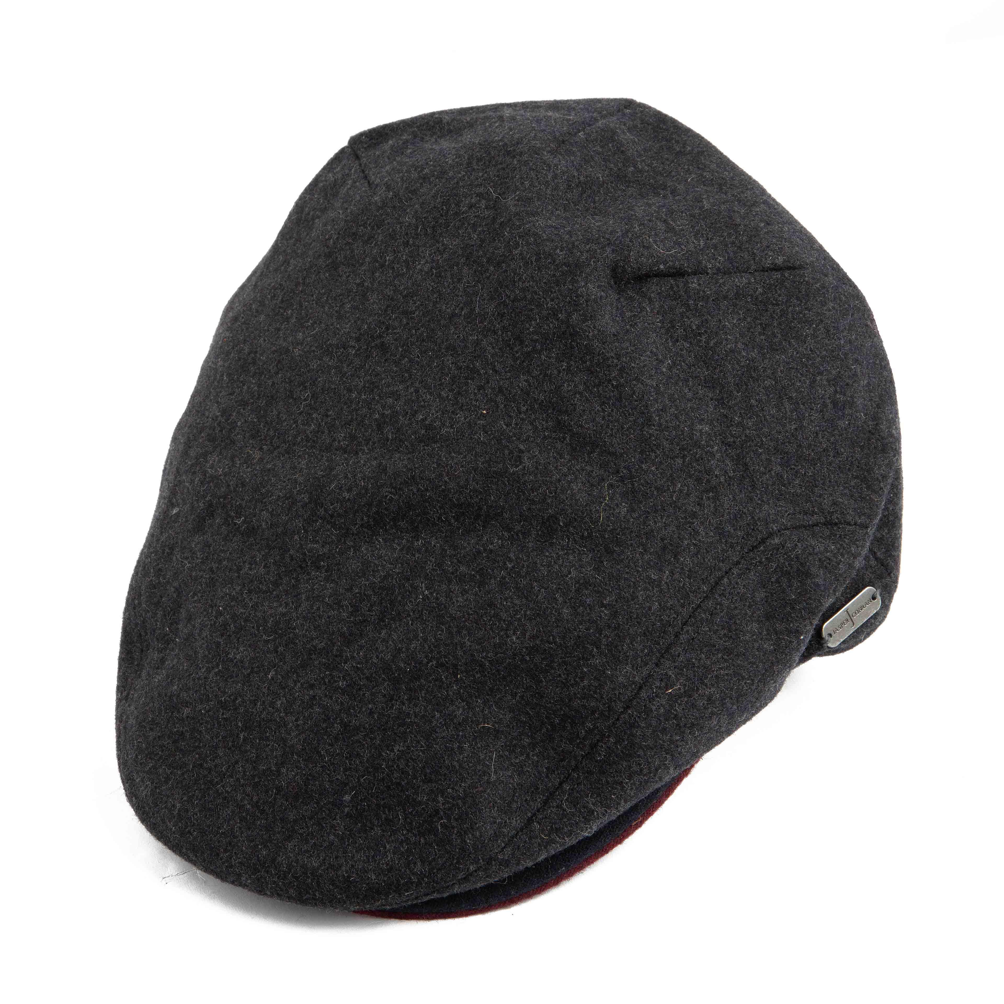 Charcoal Wool Blend Flat Cap - Classic Accent