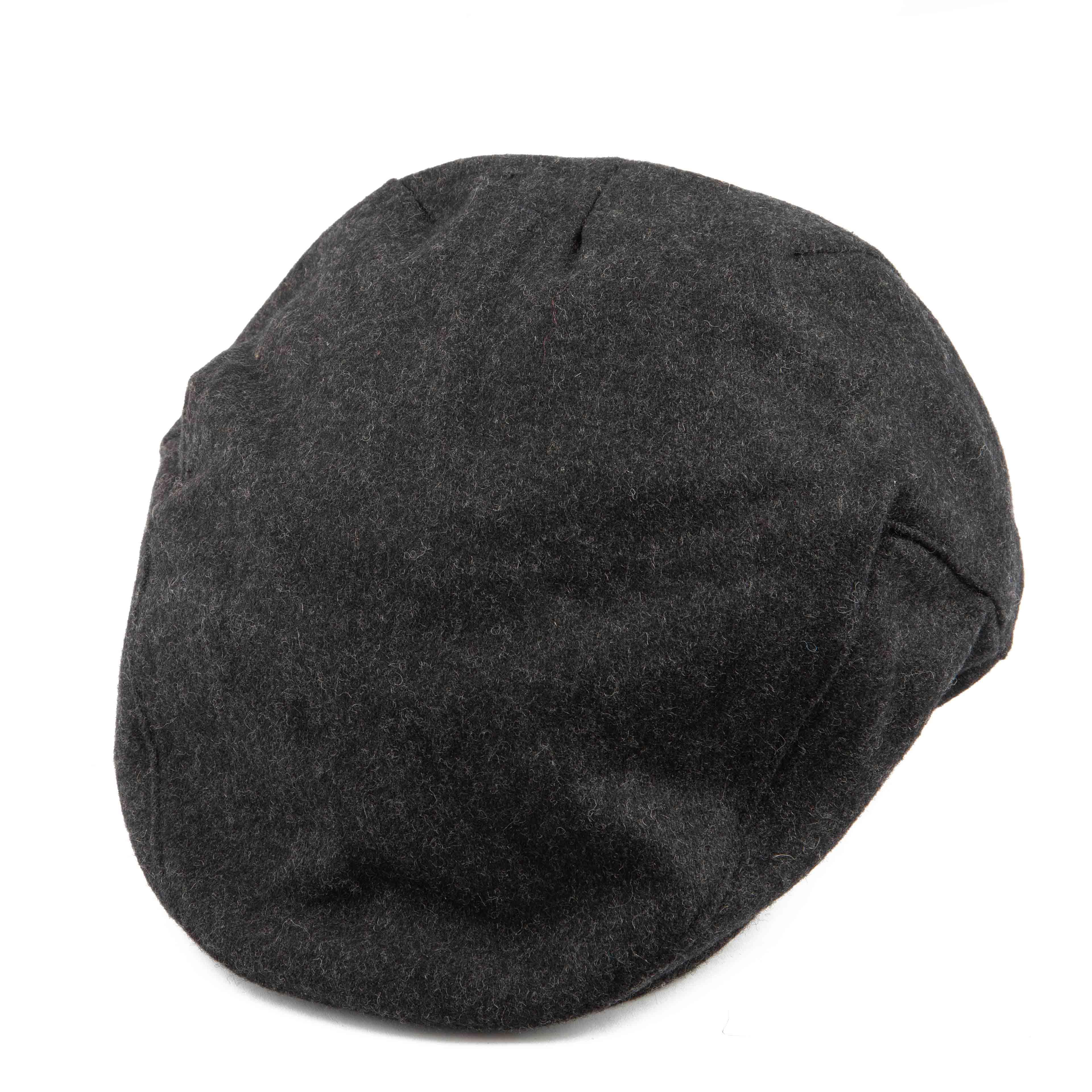 Men's Dark Grey Wool Blend Classic Flat Cap - Timeless Style