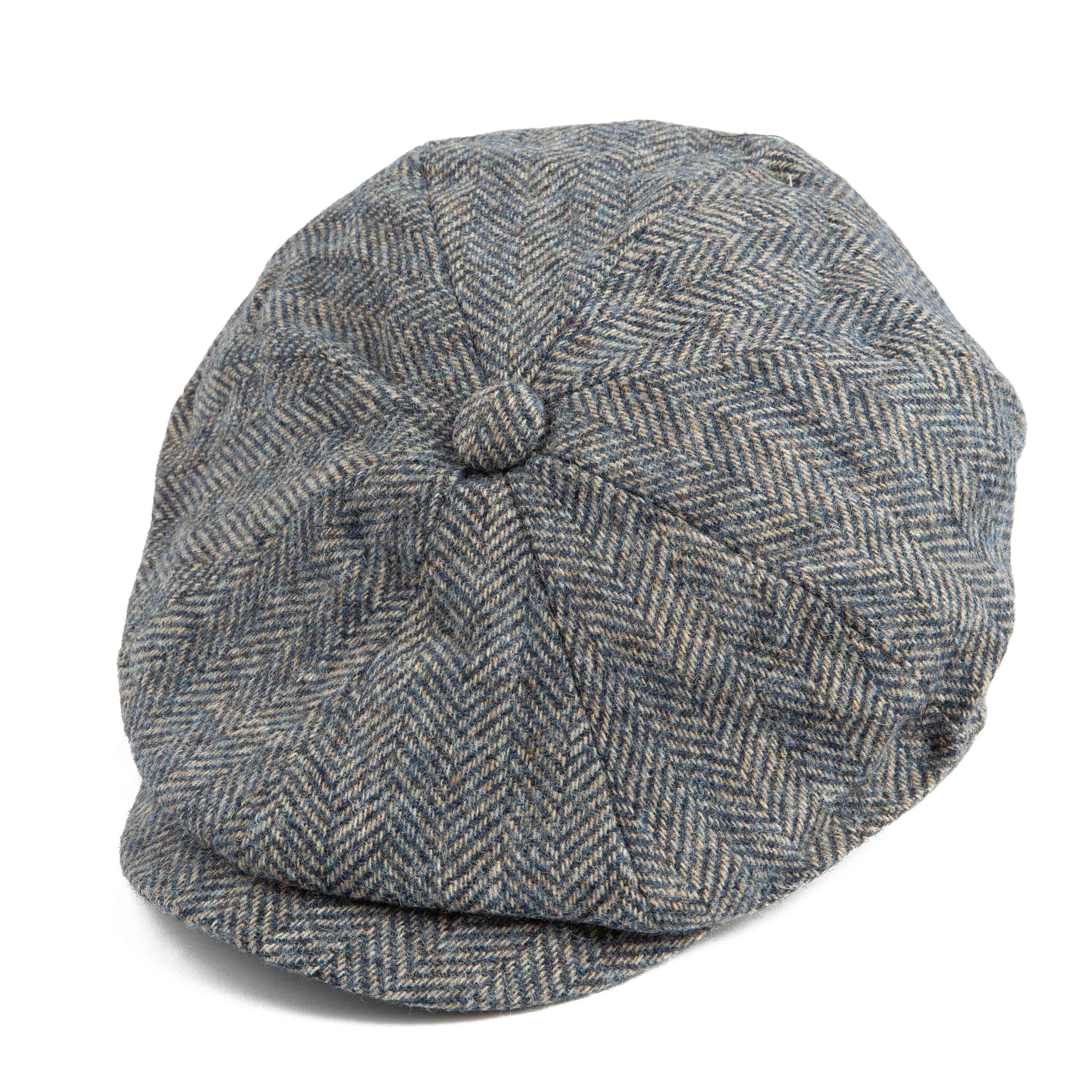 Men's Herringbone Tweed Newsboy Cap - Vintage Style Hat