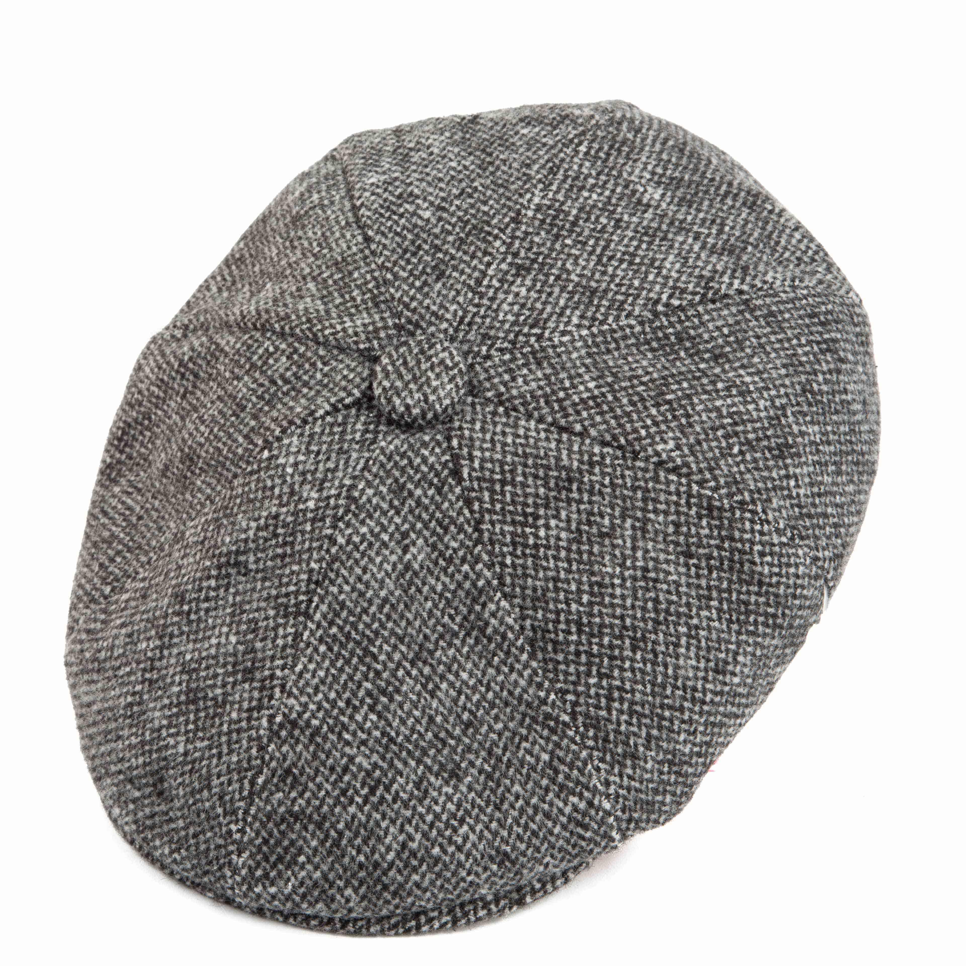 Grey tweed flat cap with a classic design and durable construction, perfect for adding a touch of vintage style to any outfit.