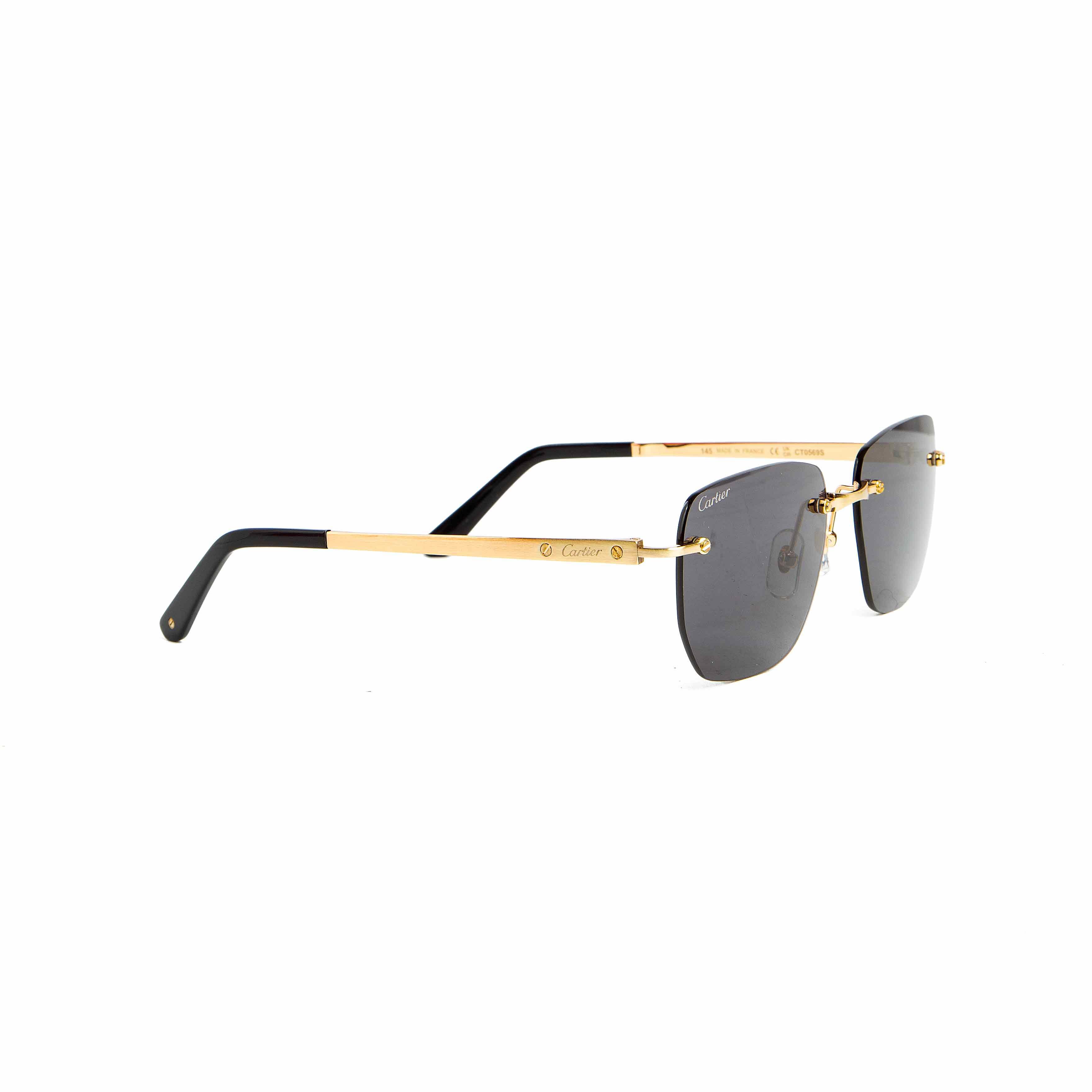  Cartier CT0498S Gold Rimless Sunglasses - Luxury Eyewear 