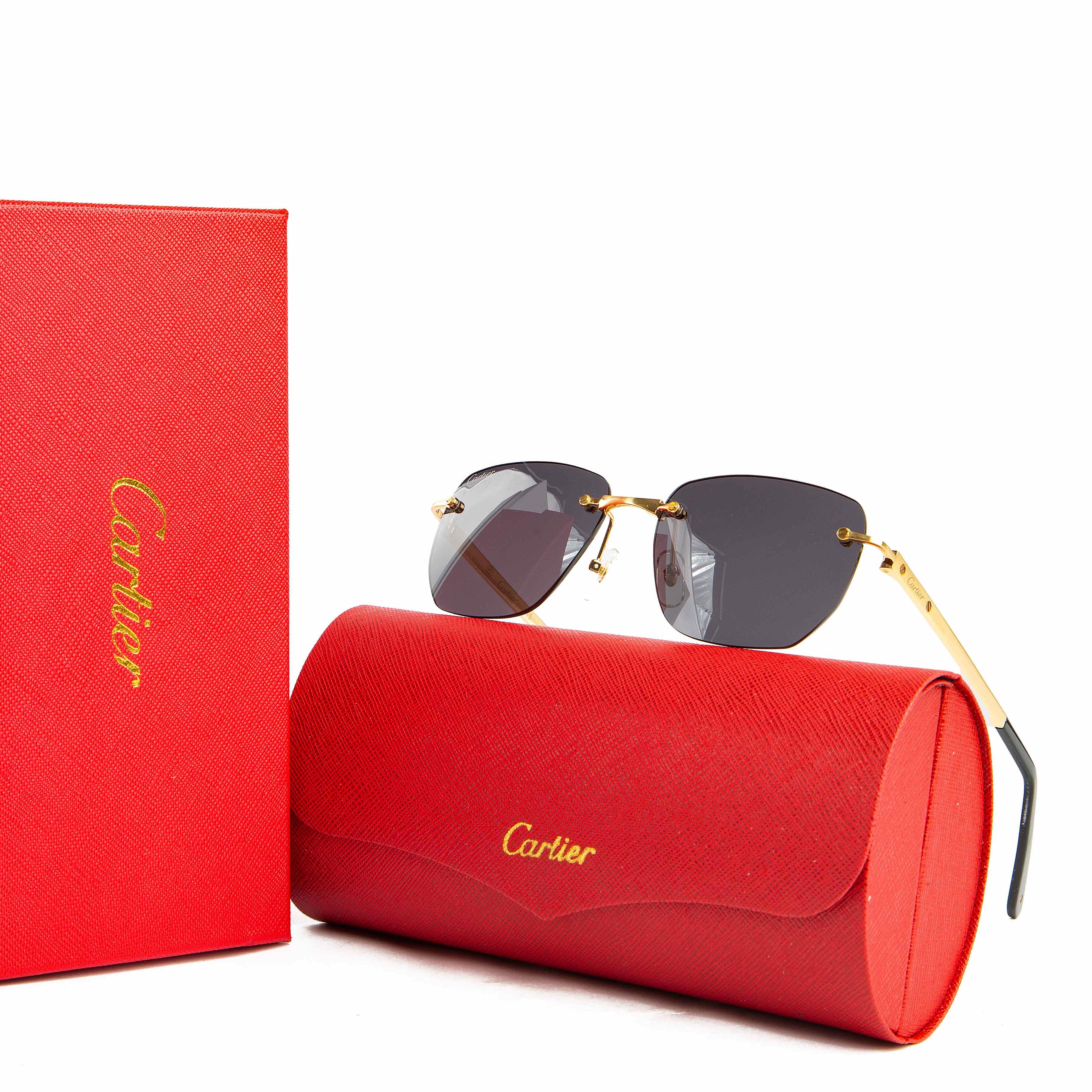  Cartier CT0498S Gold Rimless Sunglasses - Luxury Eyewear 
