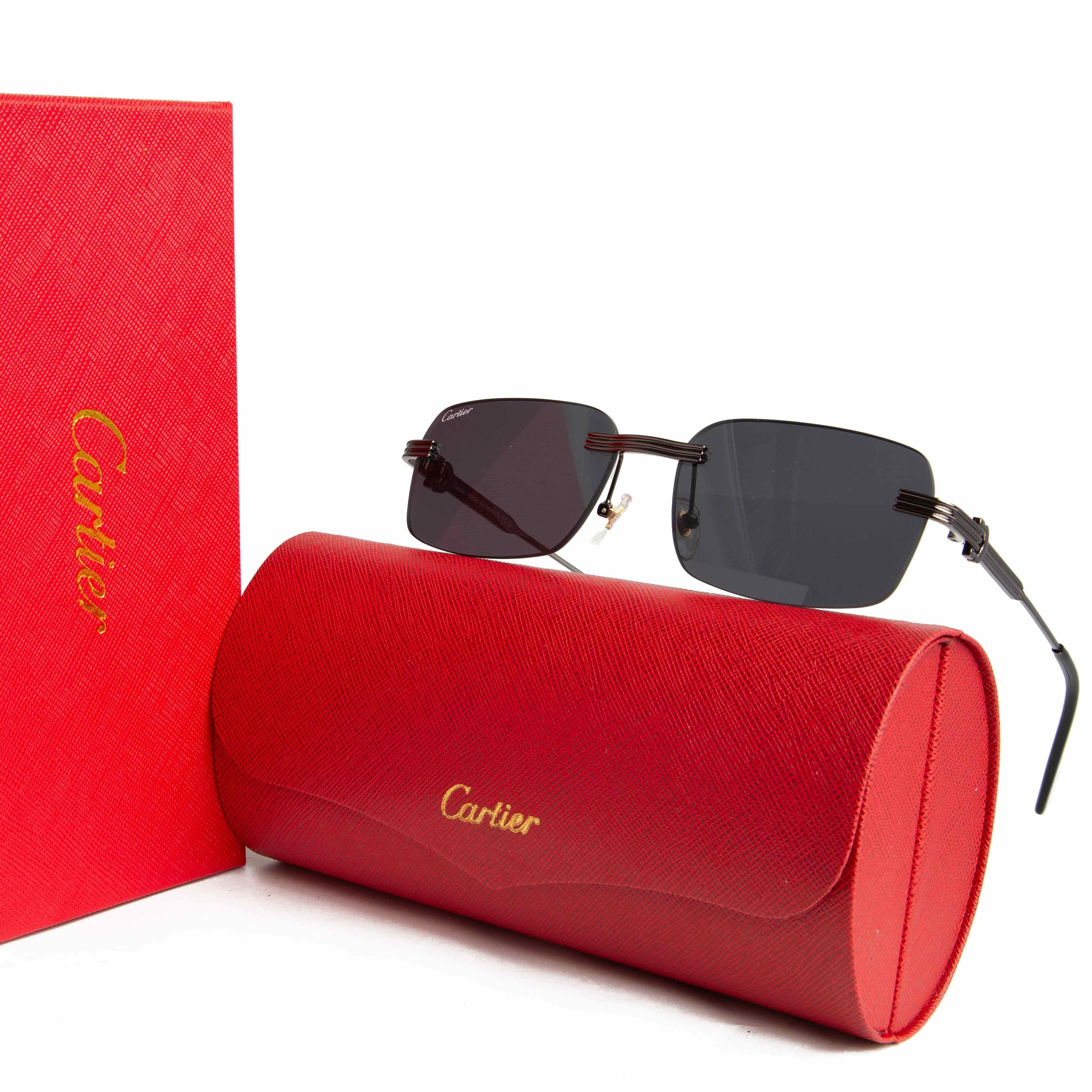 Cartier CT0271S Men's Rimless Rectangle Sunglasses. 