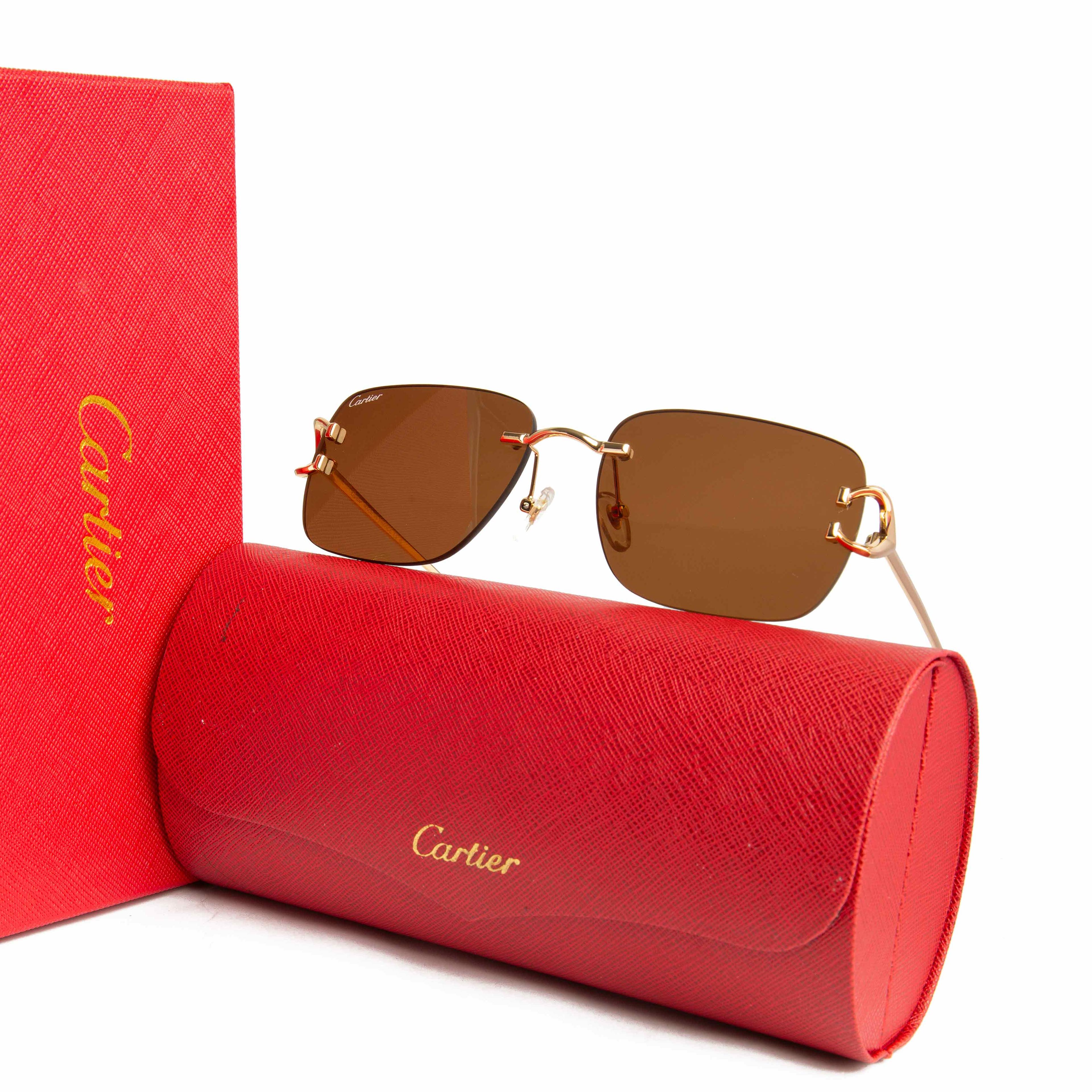 Cartier C Décor CT0468S Gold Rimless Sunglasses
