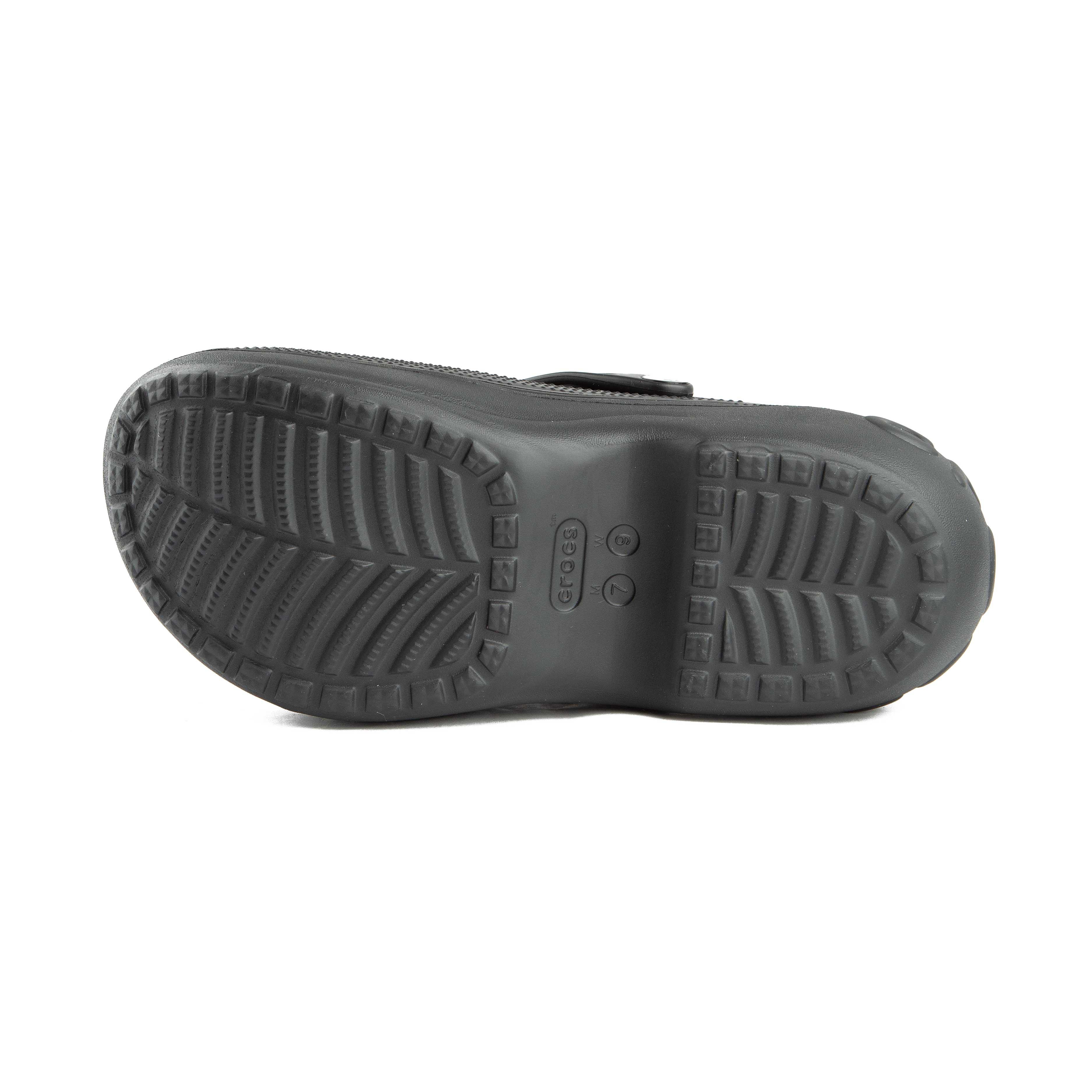 This is a pair of black Crocs Classic Platform Clogs,