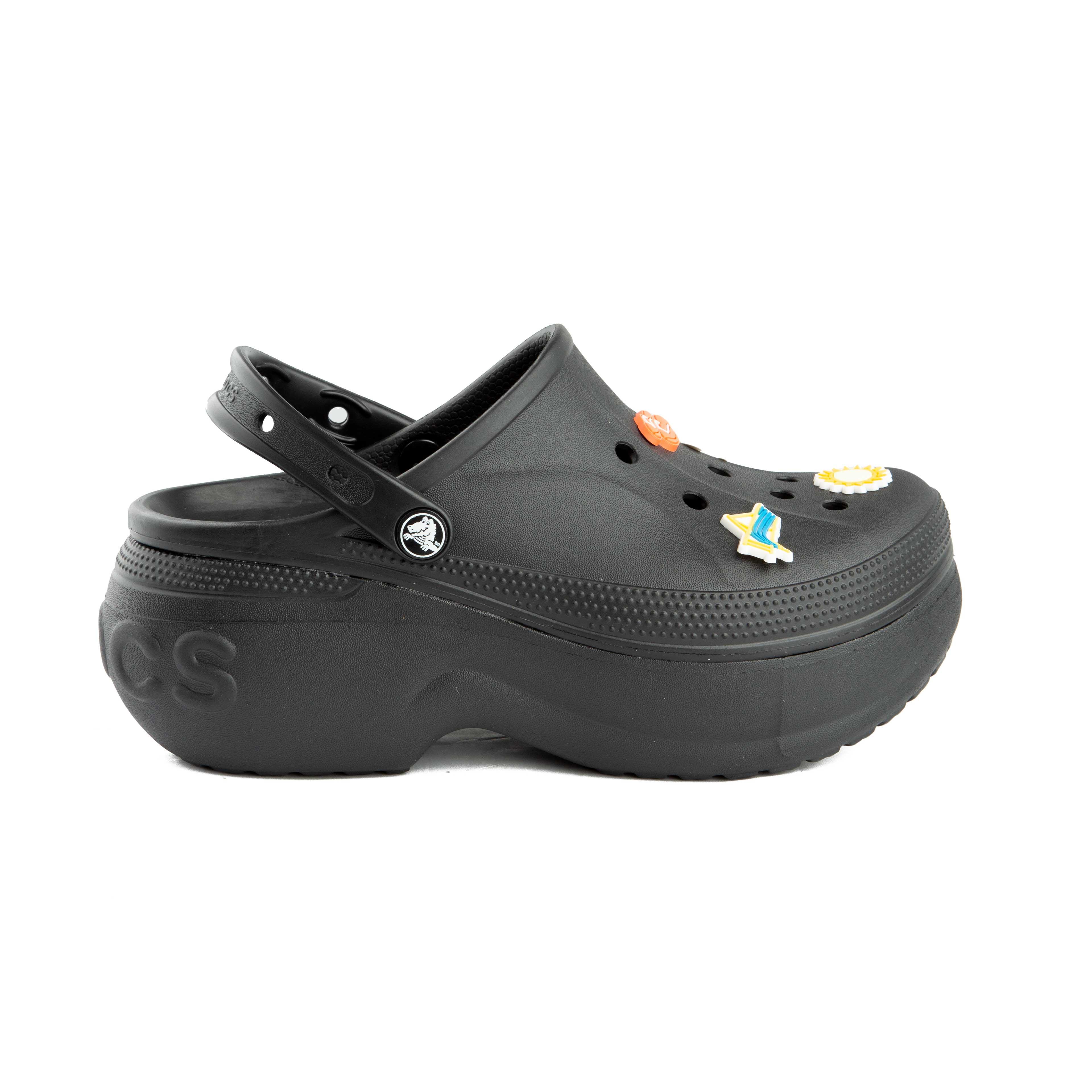 This is a pair of black Crocs Classic Platform Clog