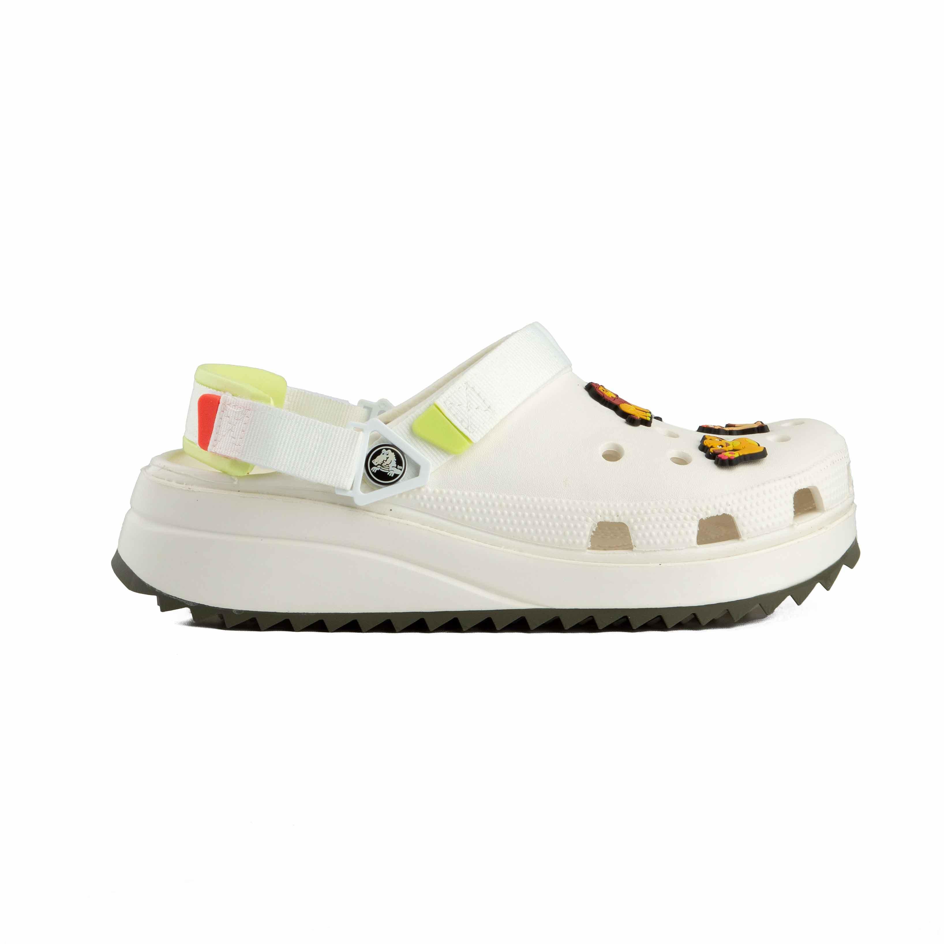 These are a pair of Crocs Classic Crush Clogs, featuring a platform sole for an elevated look. 