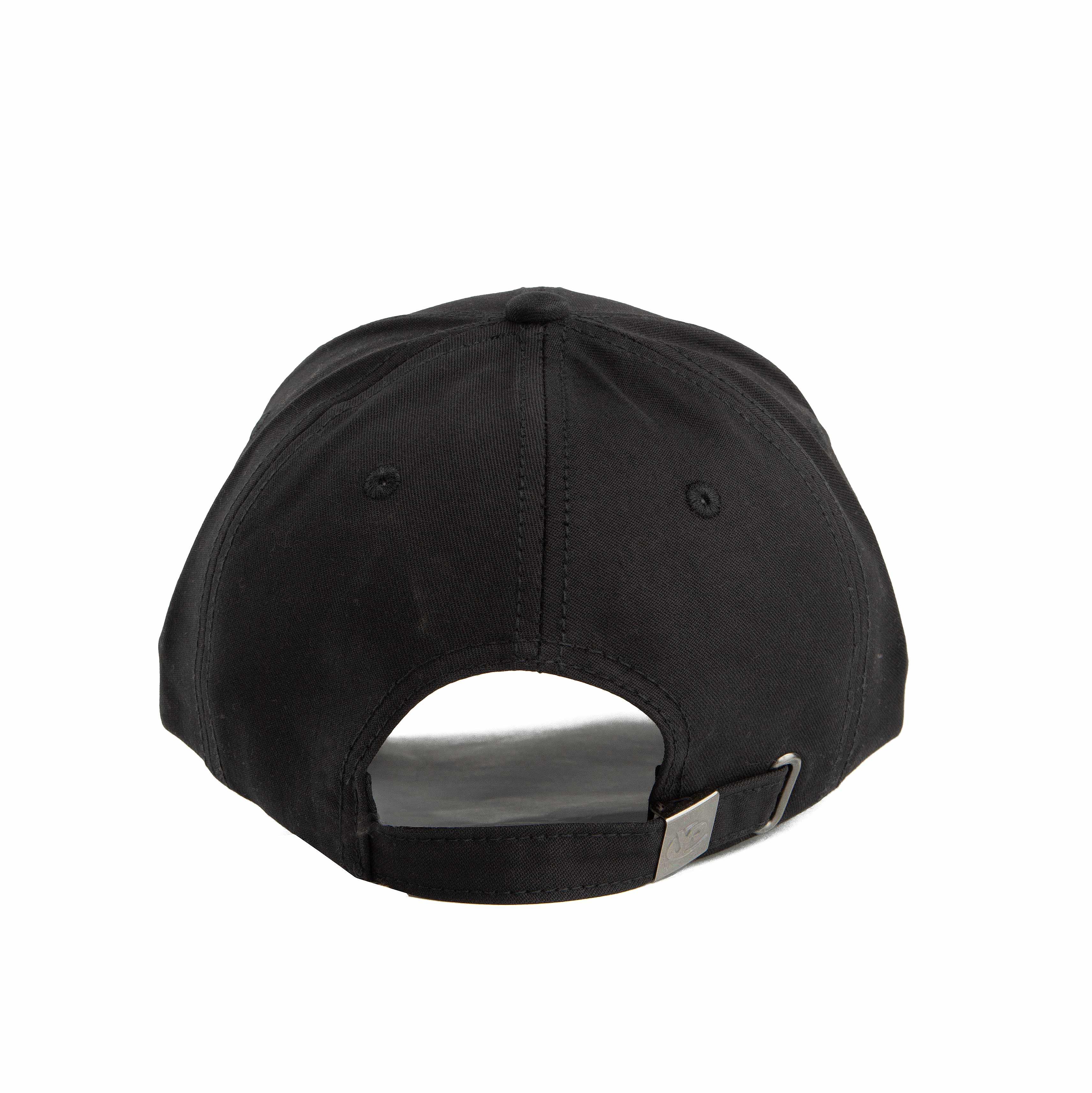 This is a stylish, distressed baseball cap in a solid black color.