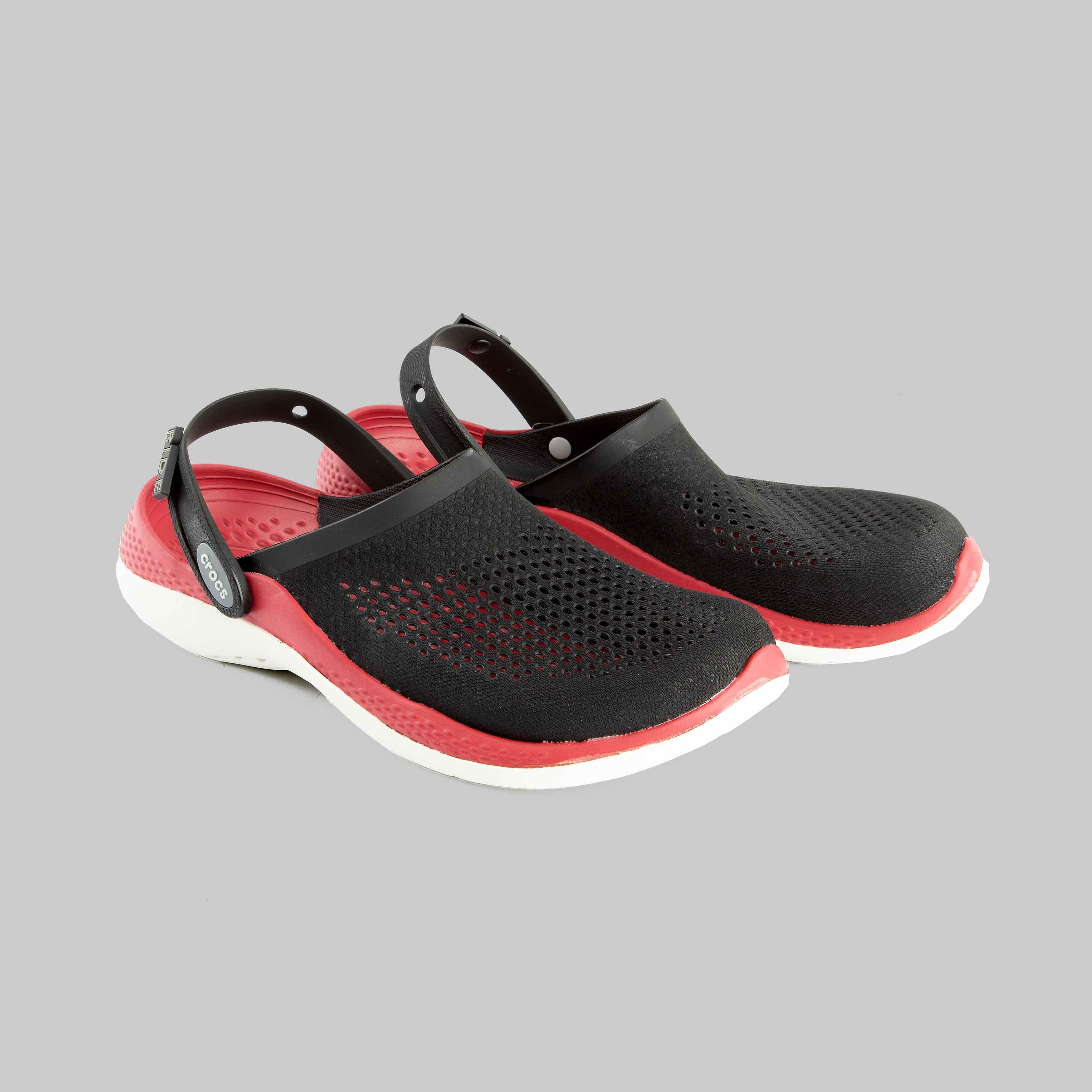 Crocs LiteRide Mesh Clog - Black/Red Unisex Comfort Shoes