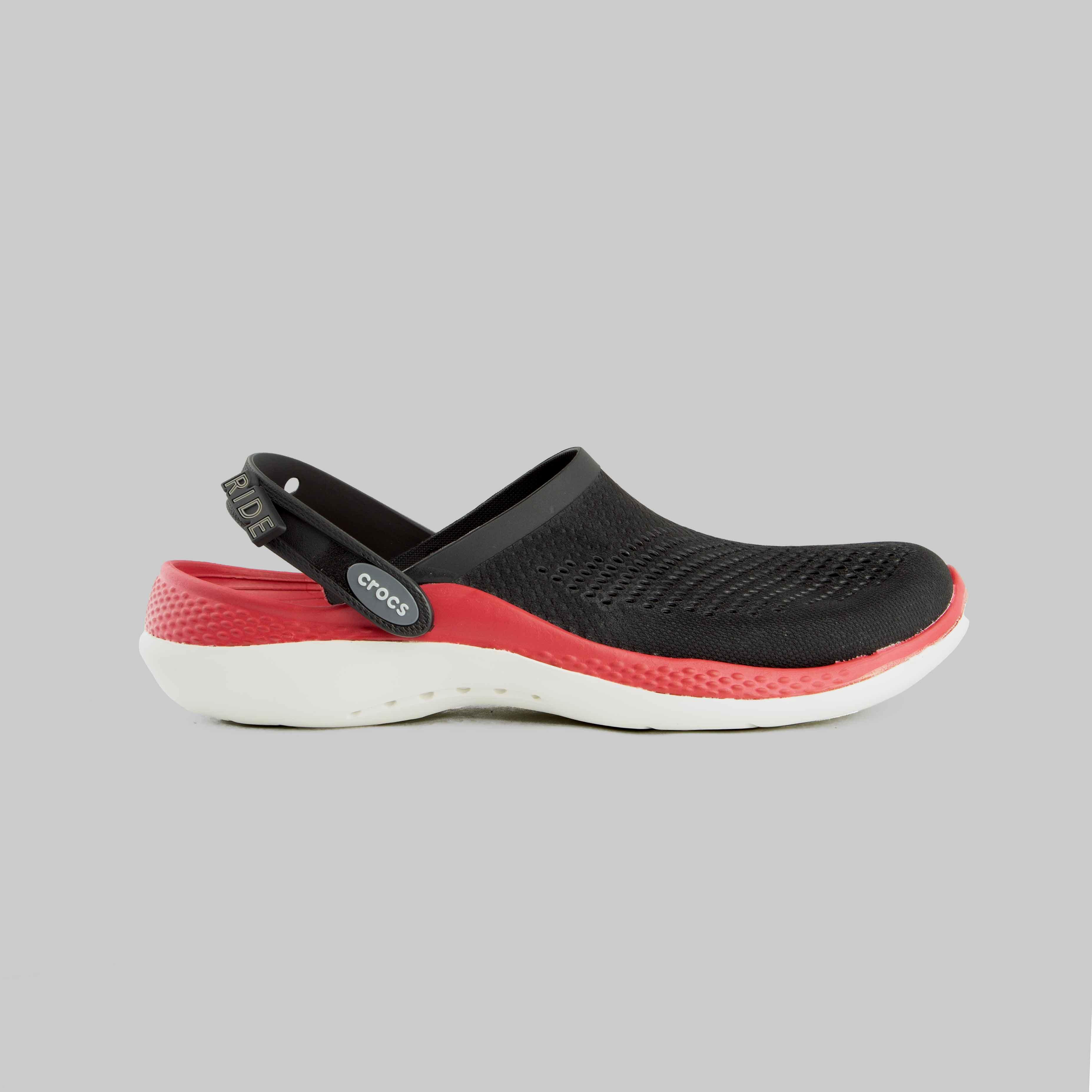 Crocs LiteRide Mesh Clog - Black/Red Unisex Comfort Shoes