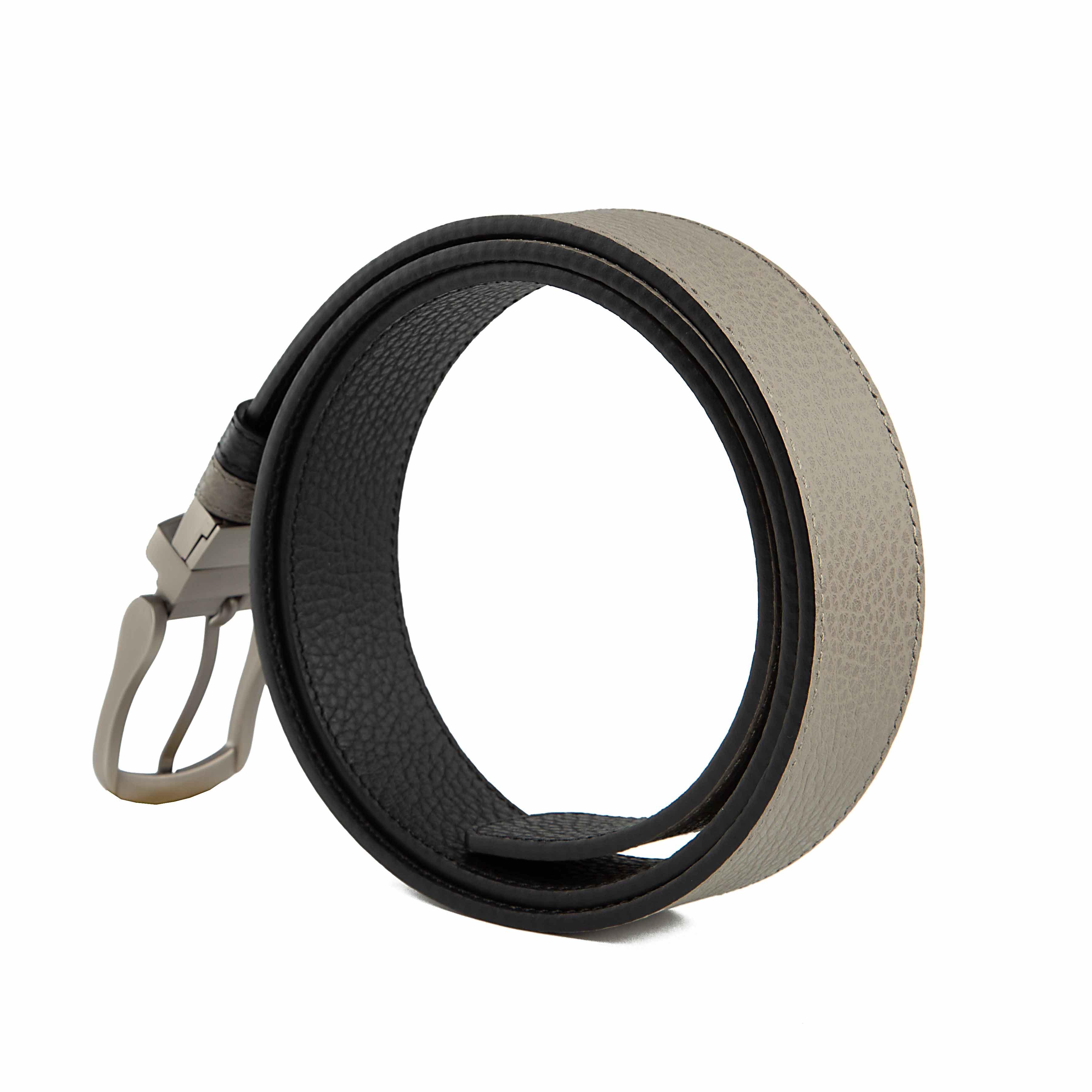 Agu & Son Ltd Men's Reversible Leather Belt - Grey & Black with Swivel Buckle - Versatile Agu & Son Ltd Belt"