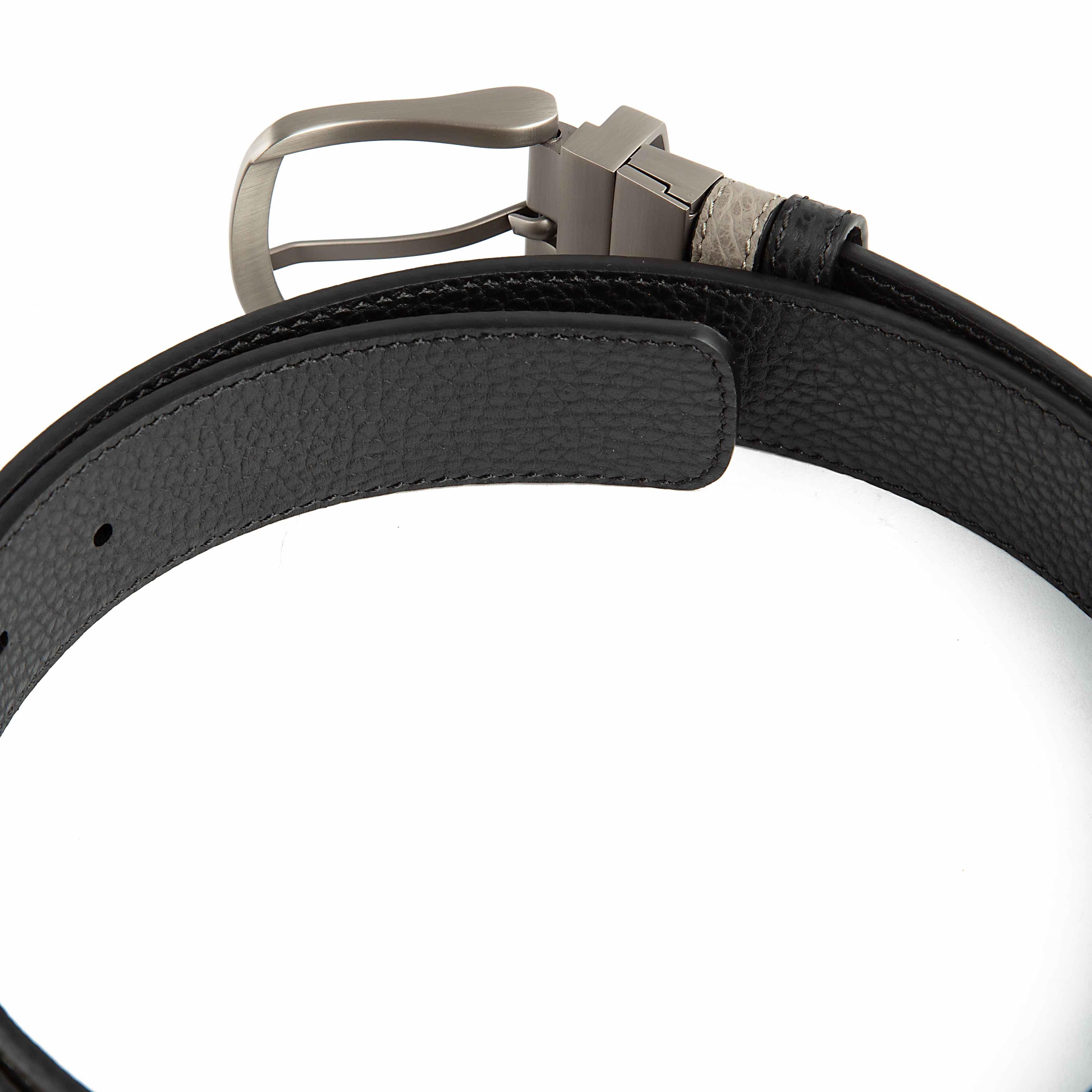 Agu & Son Ltd Men's Reversible Leather Belt - Grey & Black with Swivel Buckle - Versatile Agu & Son Ltd Belt"