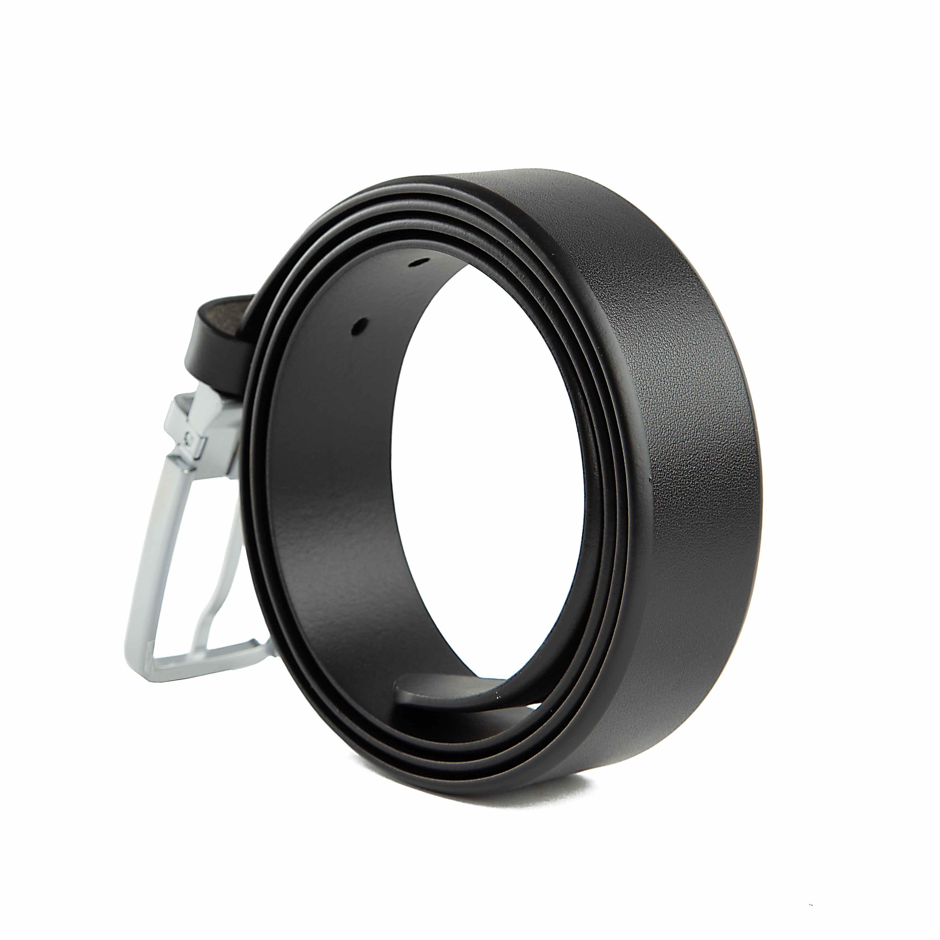 Agu & Son Ltd Men's Classic Black Leather Belt with Polished Silver Buckle - Essential Agu & Son Ltd Belt