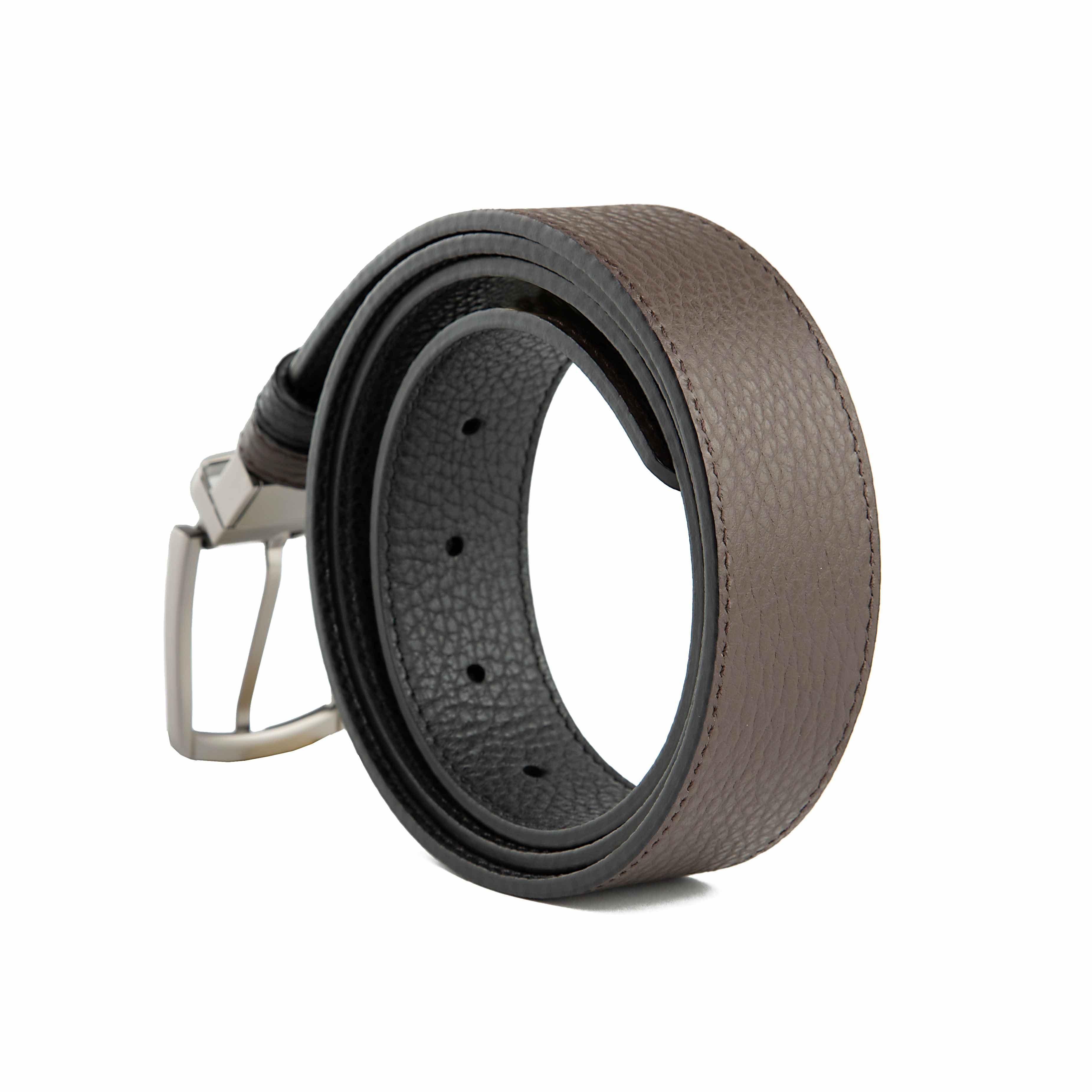 Agu & Son Ltd Men's Reversible Leather Belt - Dark Brown & Black with Swivel Buckle - Versatile Agu & Son Ltd Belt