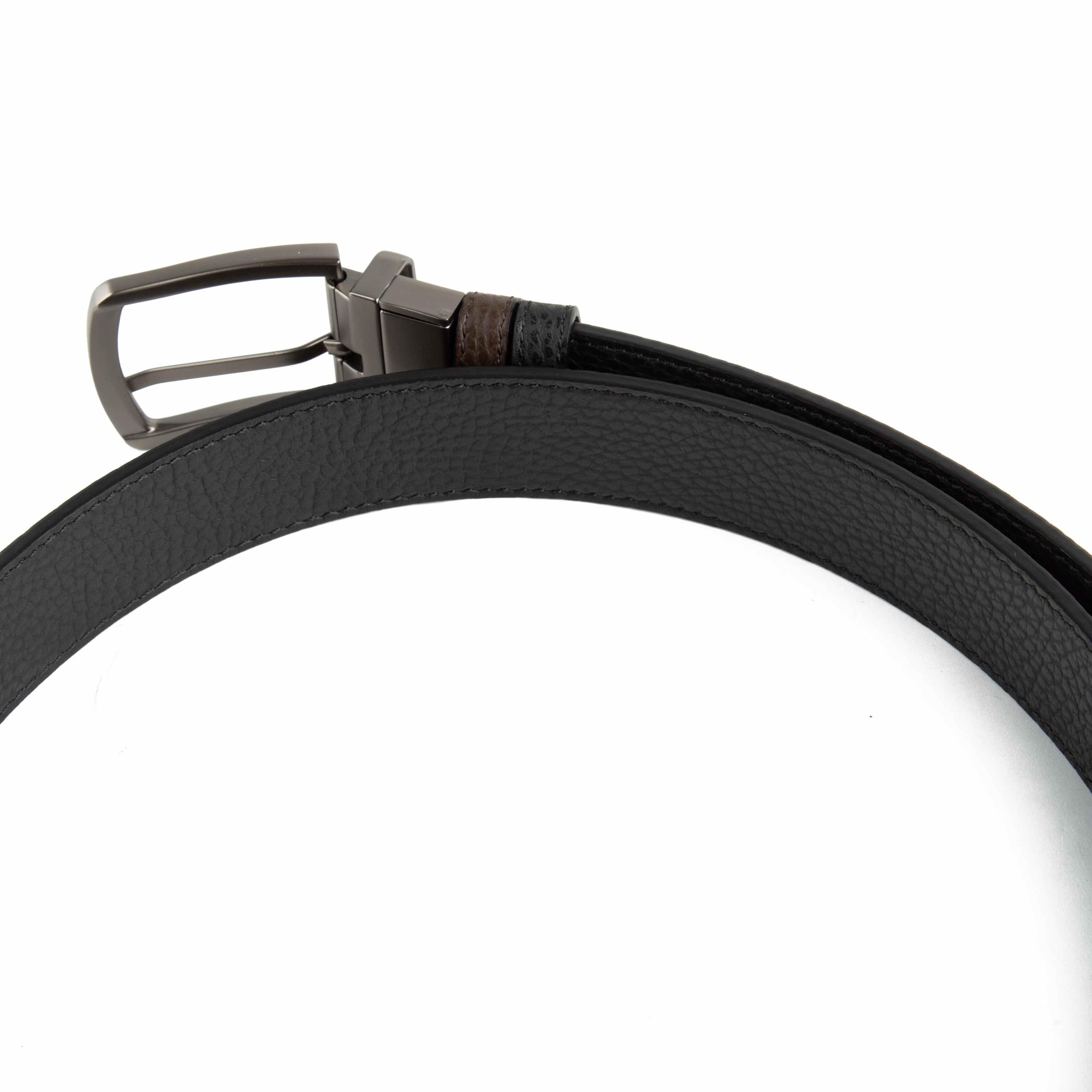 Agu & Son Ltd Men's Reversible Leather Belt - Dark Brown & Black with Swivel Buckle - Versatile Agu & Son Ltd Belt