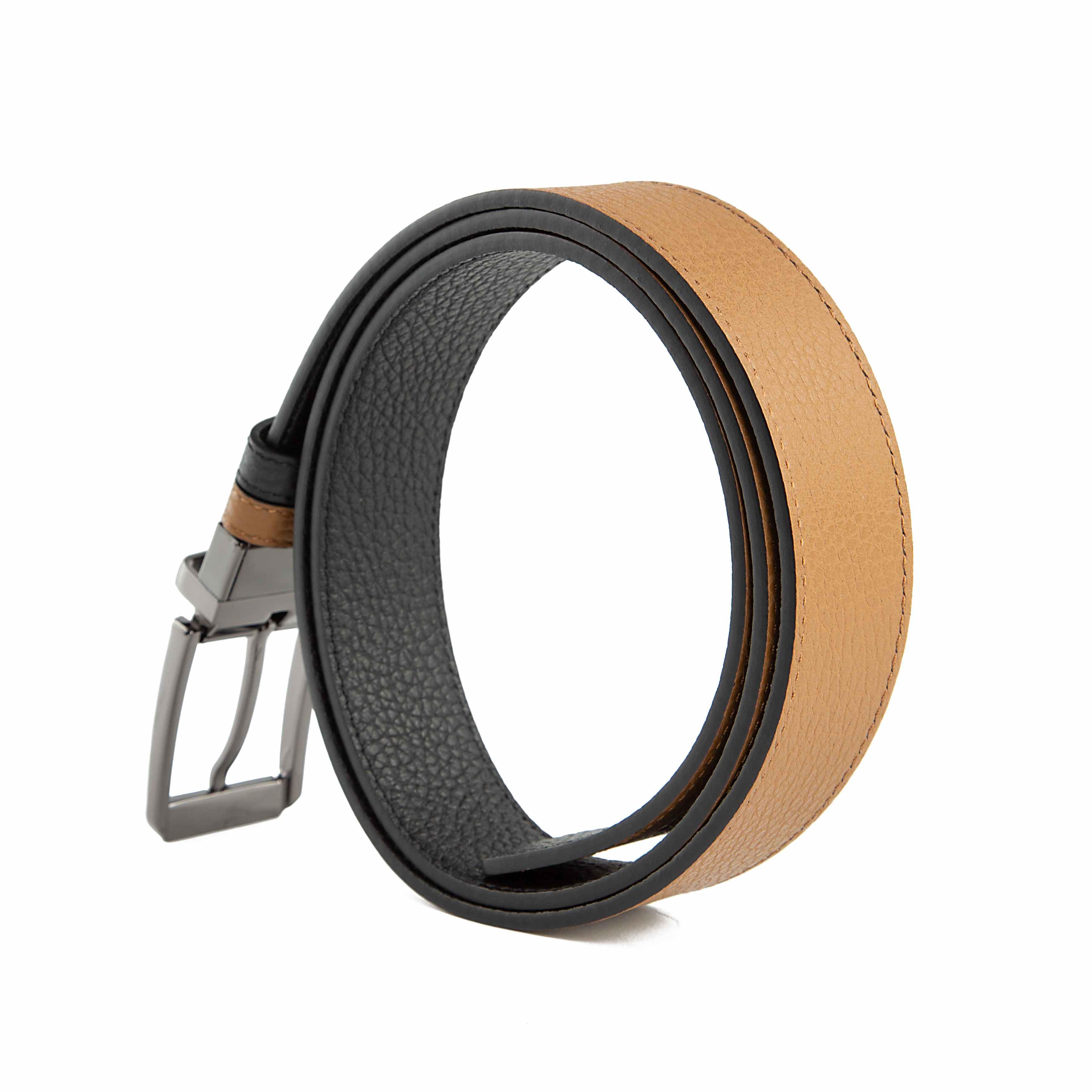 Agu & Son Ltd Men's Reversible Leather Belt - Tan & Black with Swivel Buckle - Versatile Agu & Son Ltd Belt