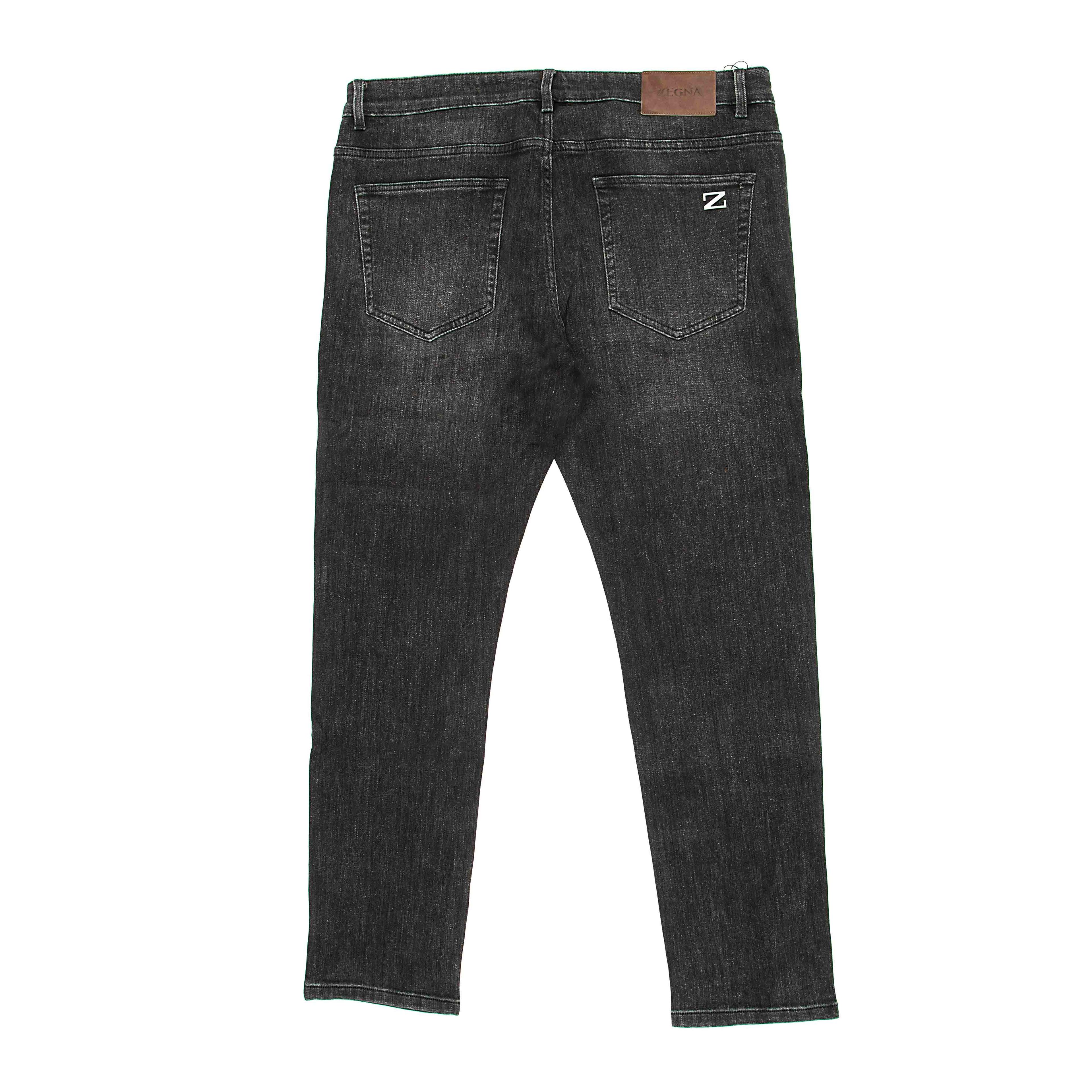 Men's Distressed Denim Jeans-Charcoal Grey
