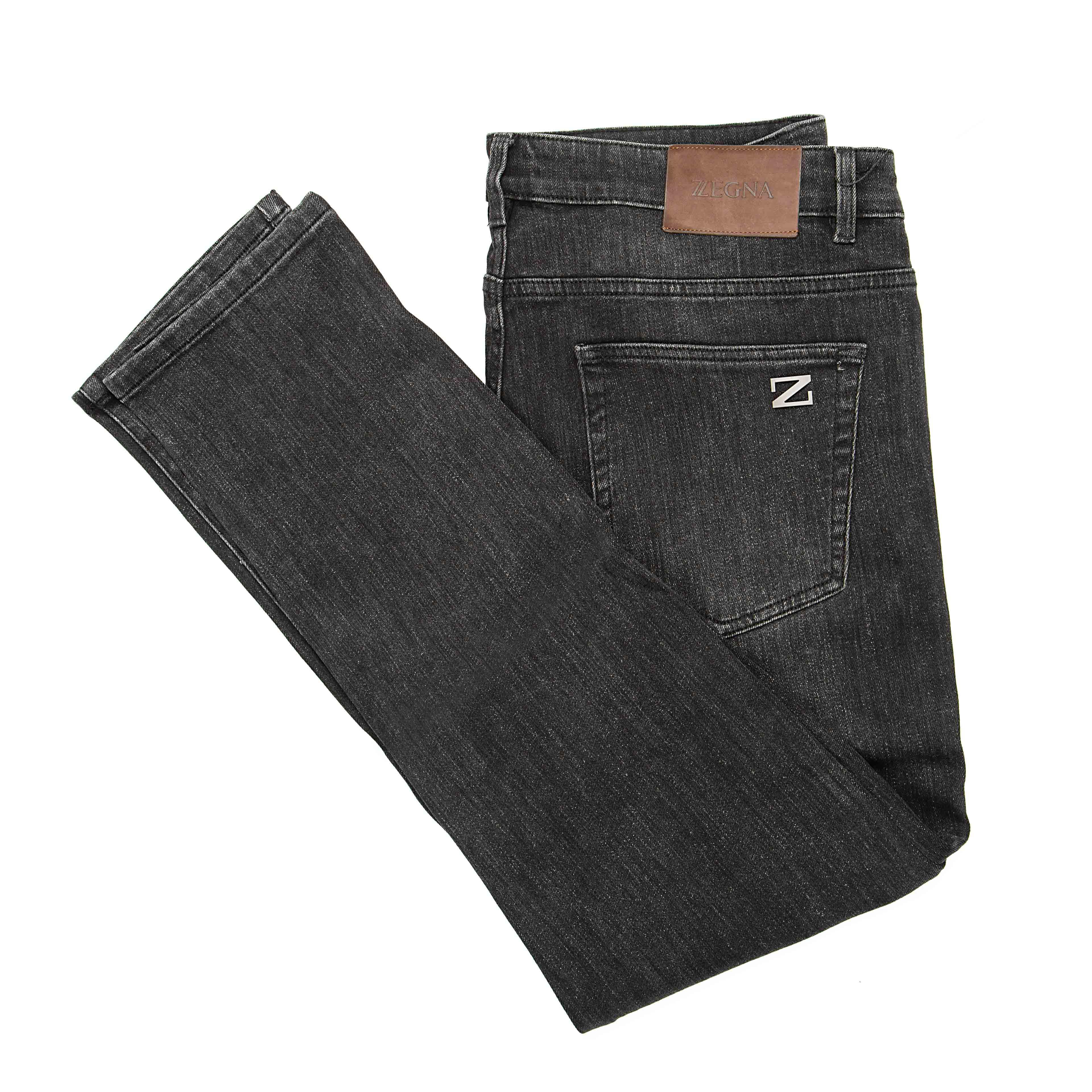 Men's Distressed Denim Jeans-Charcoal Grey