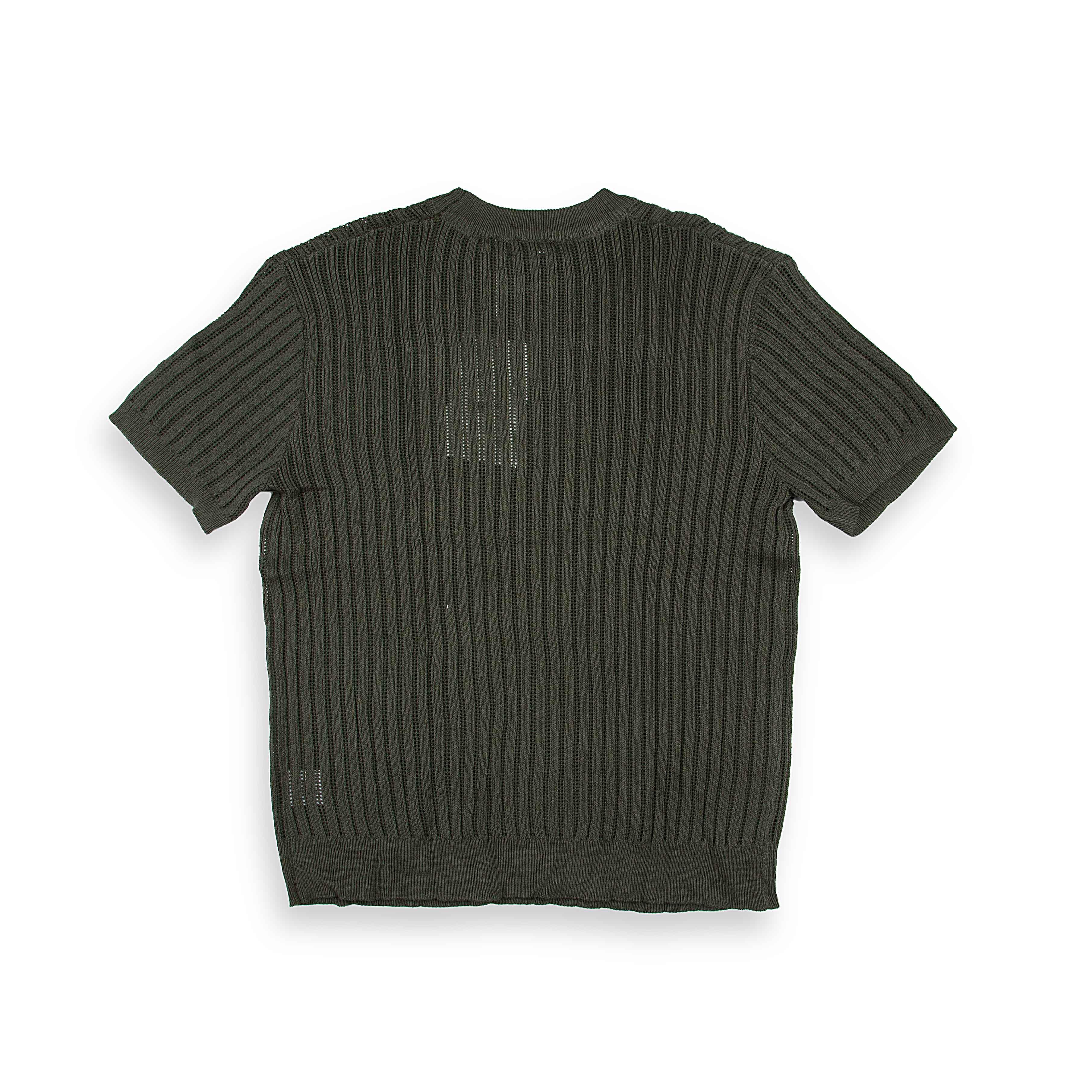 Men's Dark Olive Green Ribbed Knit T-Shirt