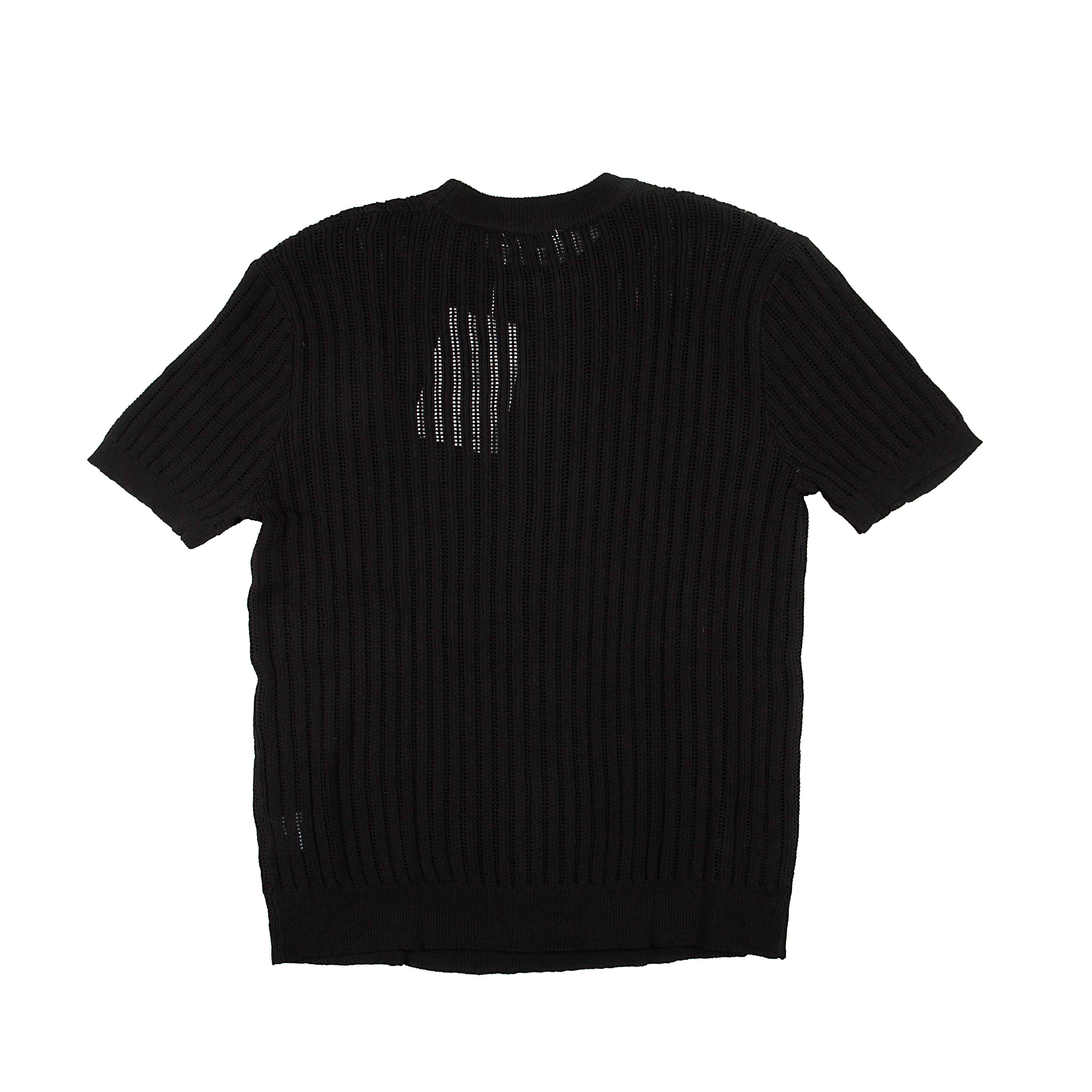 Men's Black Ribbed Knit Crew Neck T-Shirt
