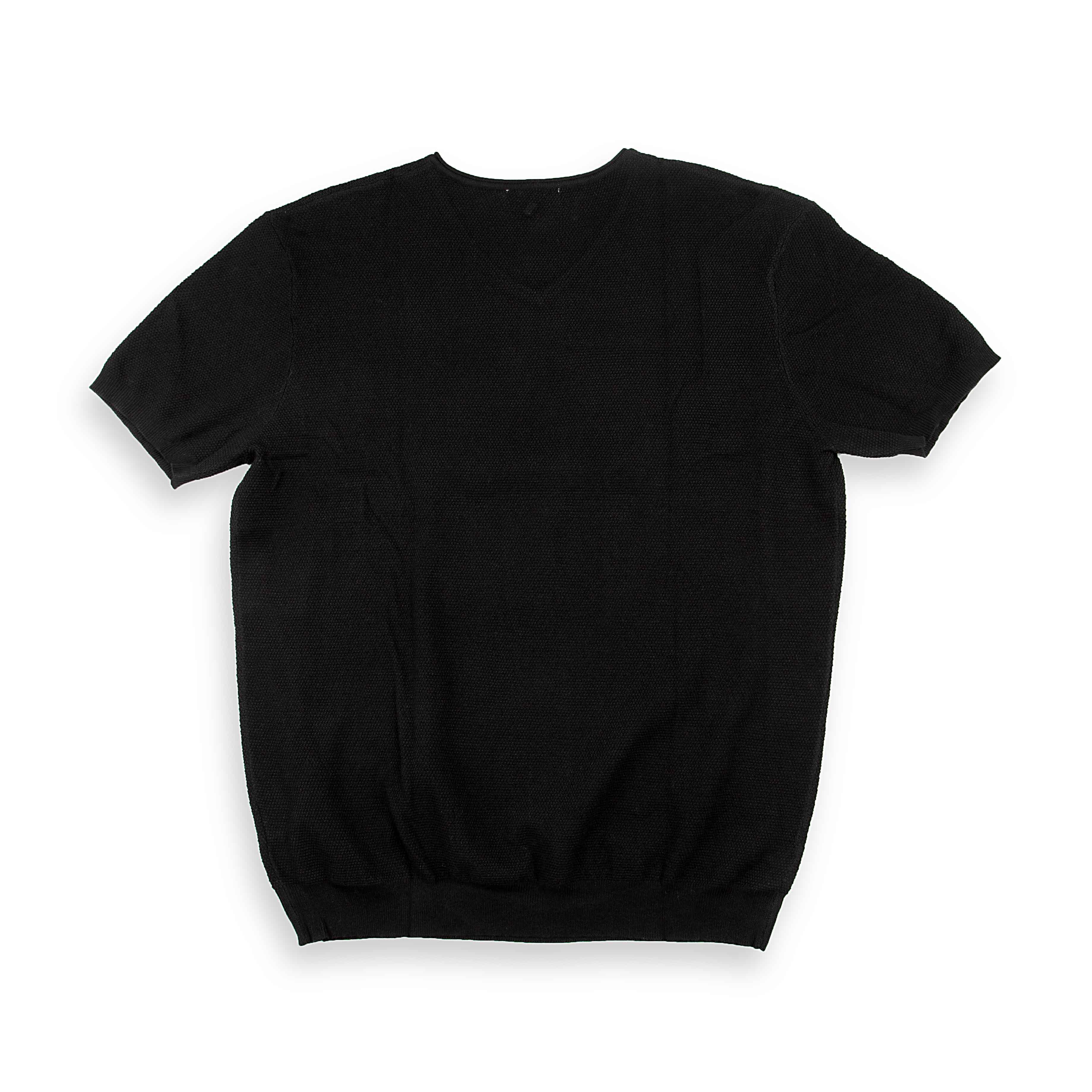 Men's Black Knit V-Neck T-Shirt - Essential Style