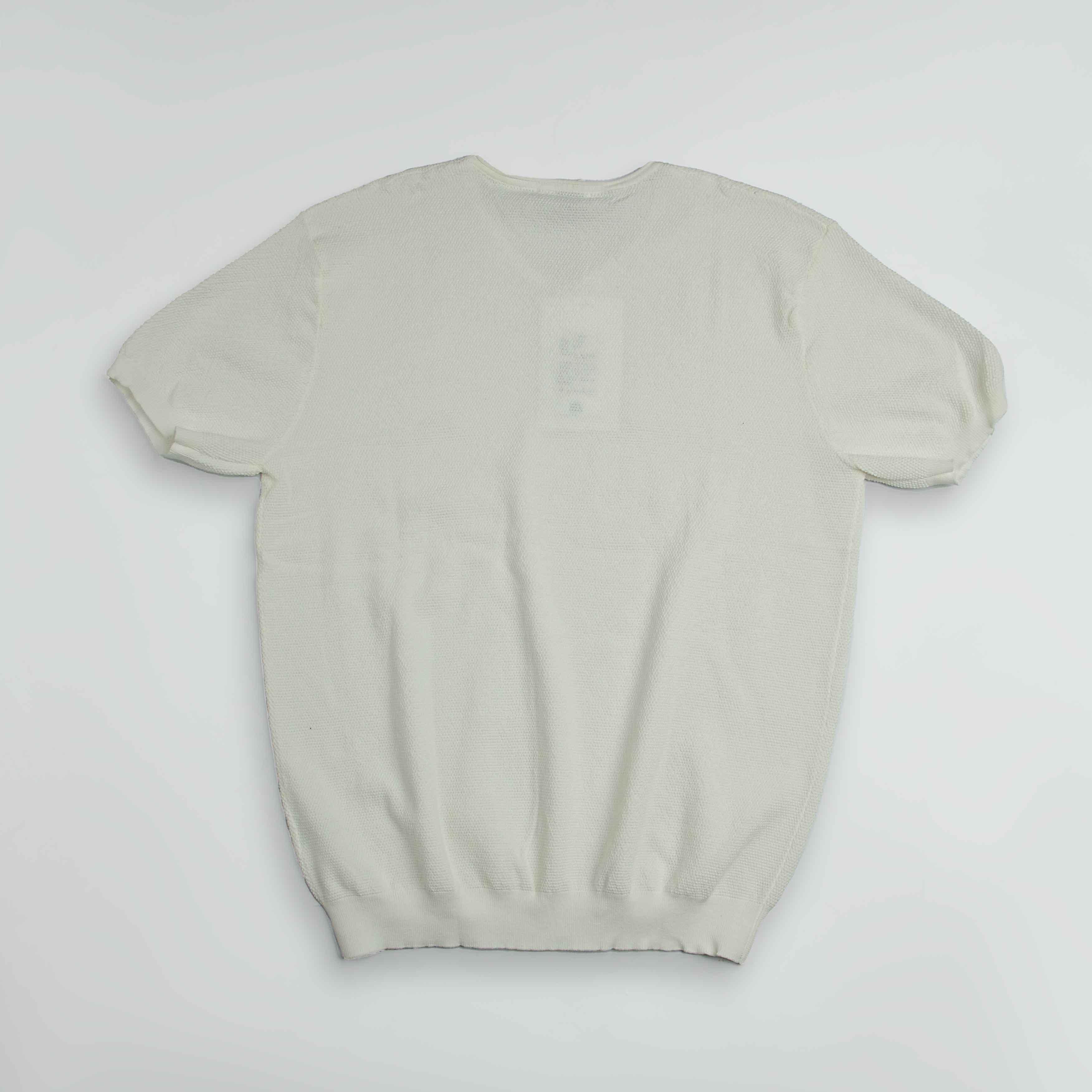 Men's Beige Knit V-Neck T-Shirt
