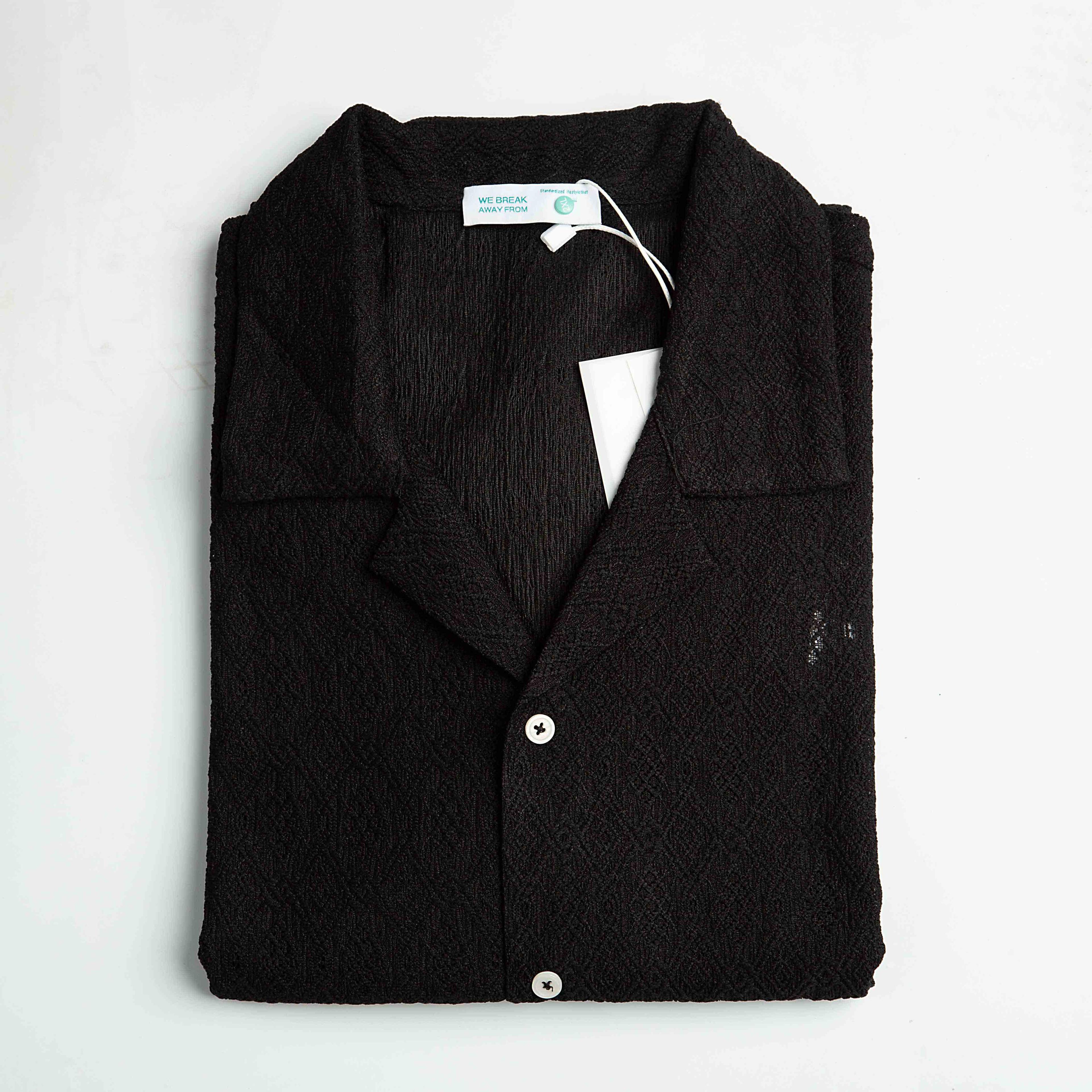 Giesto Black Retro Camp Collar Shirt
