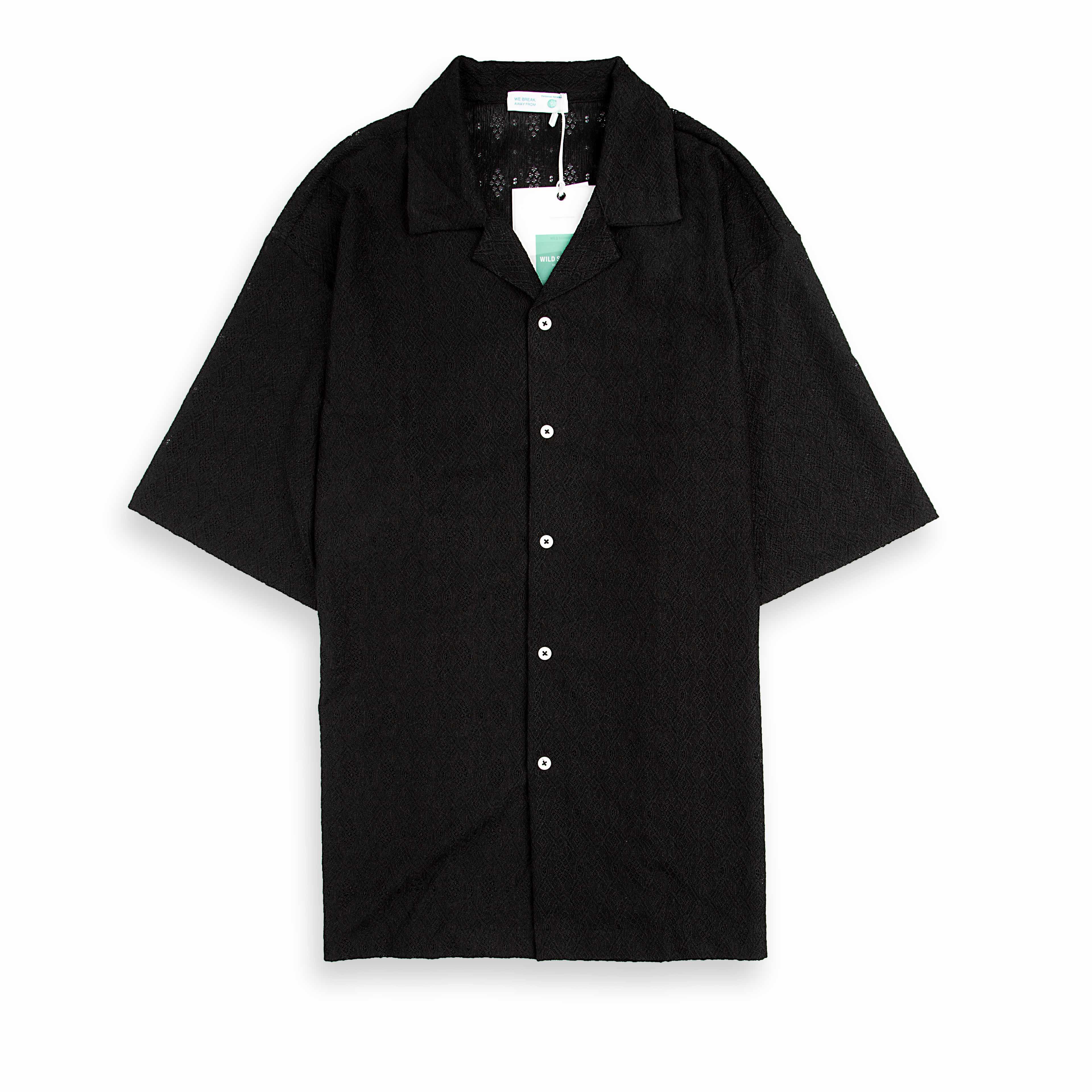 Giesto Black Retro Camp Collar Shirt