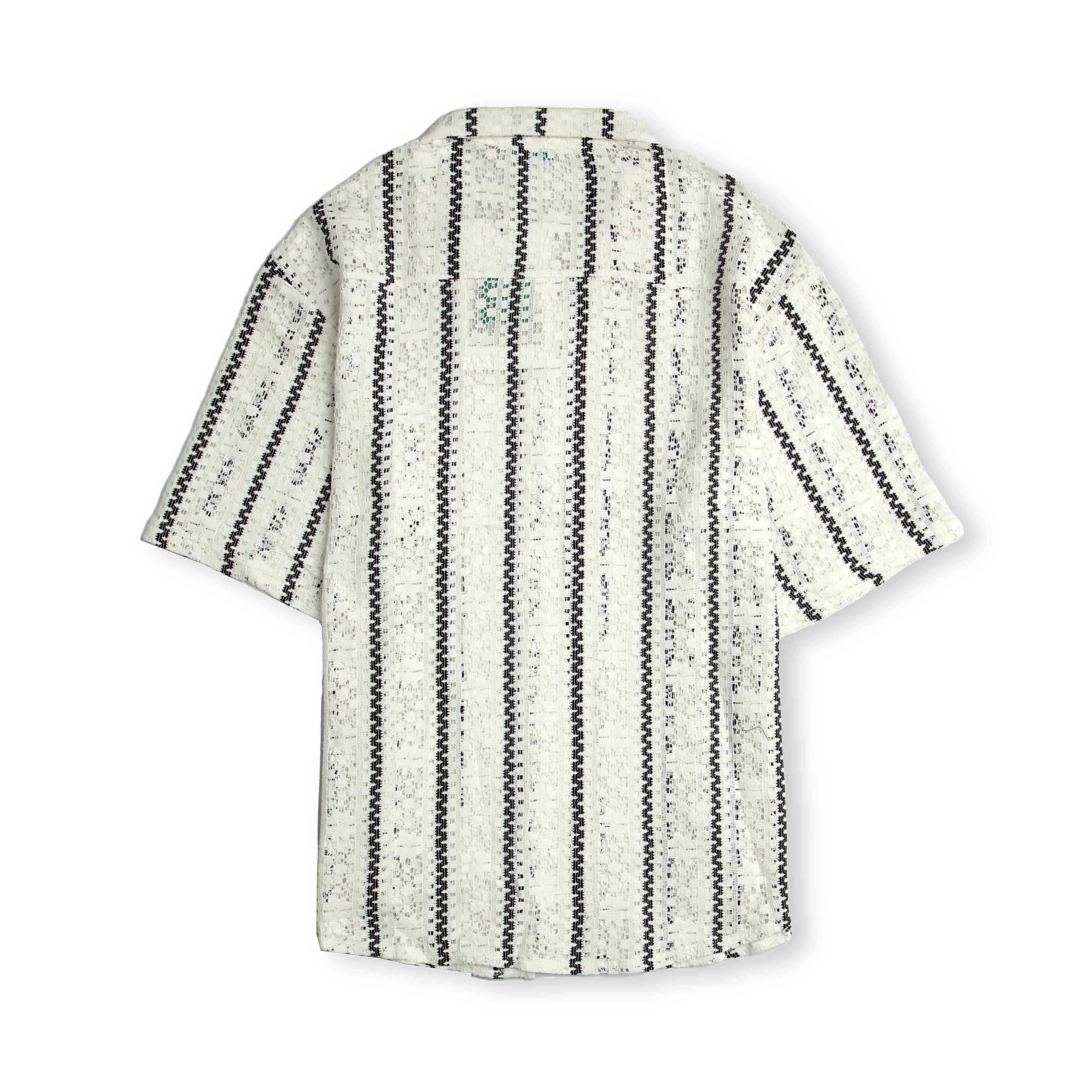 Giesto Striped Oversized Revere Shirt - Ecru/Black 