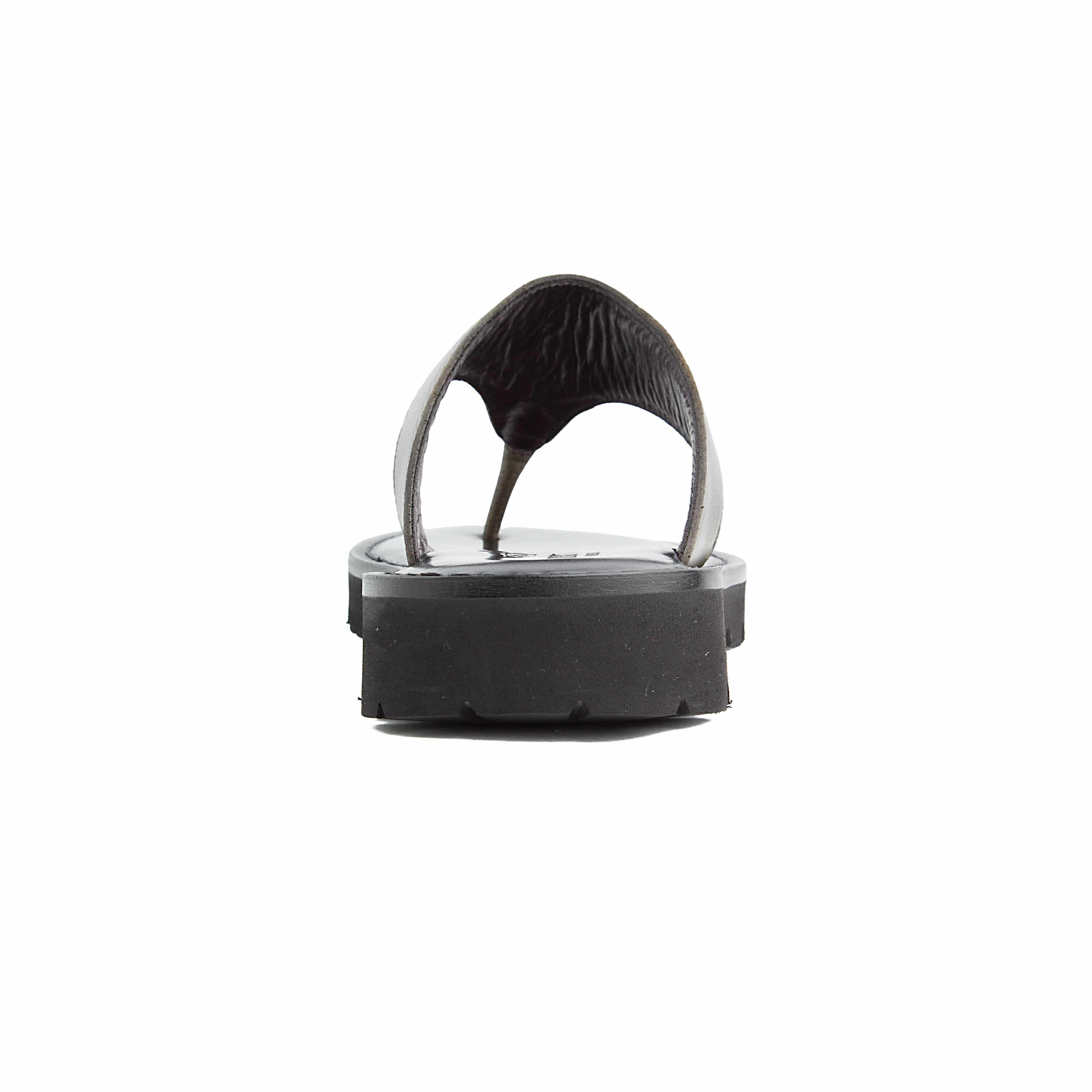 Peter Ascot Men's Olive Leather Emblem Thong Sandals